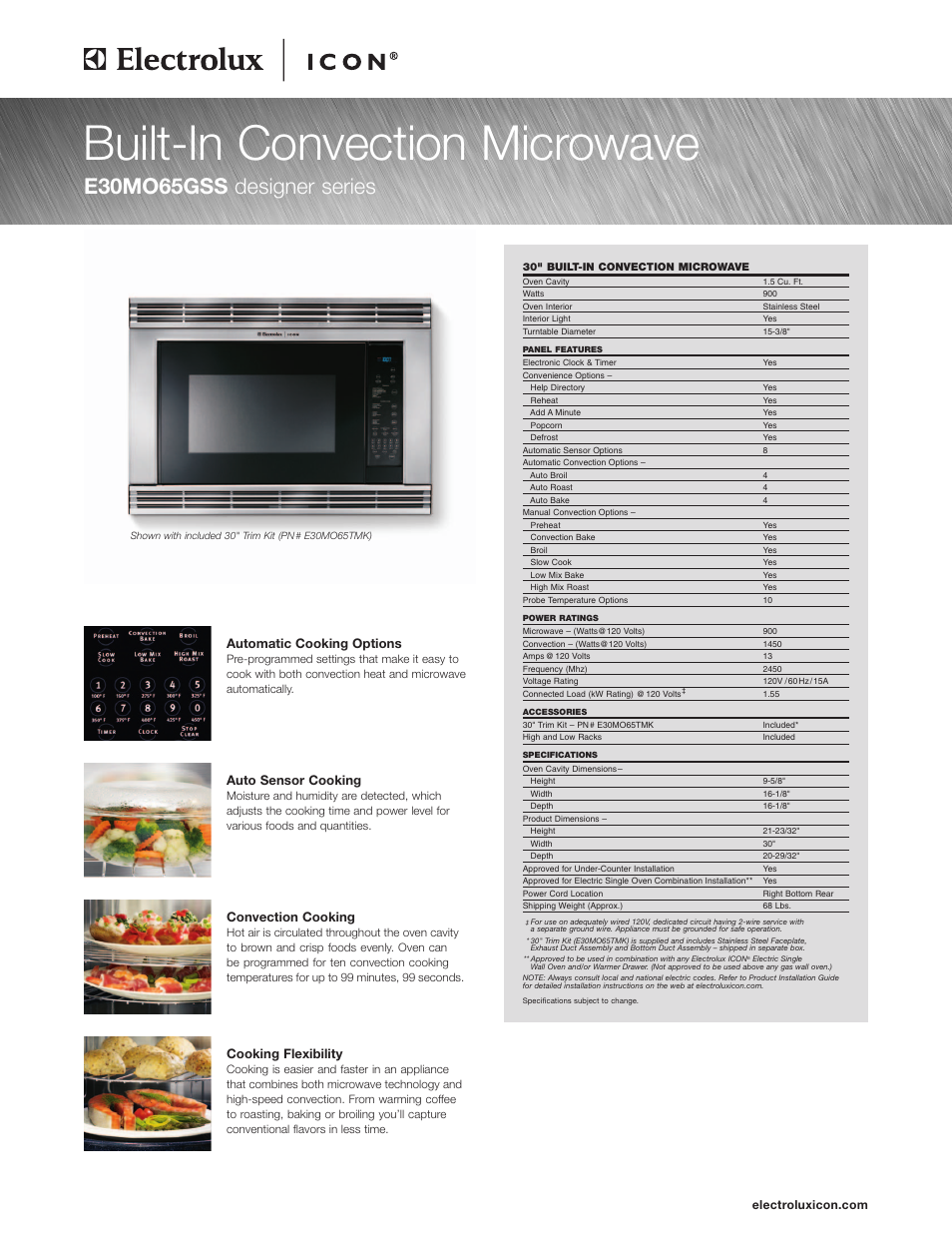 Electrolux ICON E30MO65GSS User Manual | 4 pages