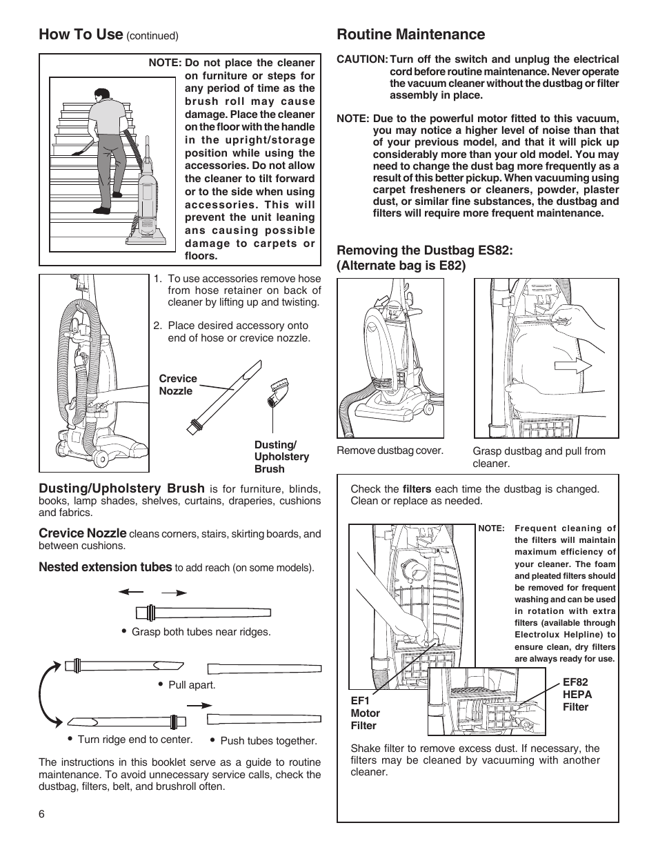 How to use, Routine maintenance | Electrolux Z2250 series User Manual | Page 6 / 12