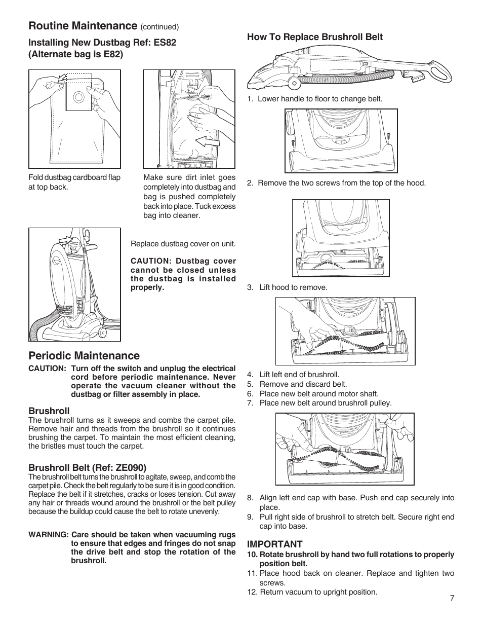 Routine maintenance, Periodic maintenance | Electrolux Z2250 series User Manual | Page 7 / 12