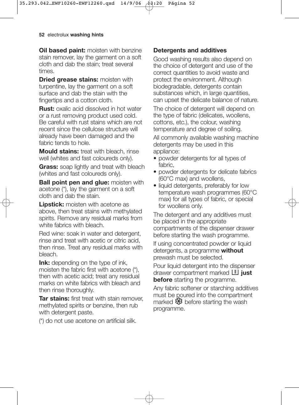 Electrolux EWF 10260 W User Manual | Page 16 / 39