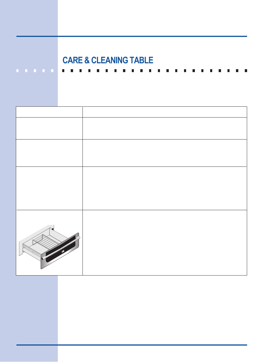 General care & cleaning, Care & cleaning table | Electrolux 318 201 017 User Manual | Page 10 / 12