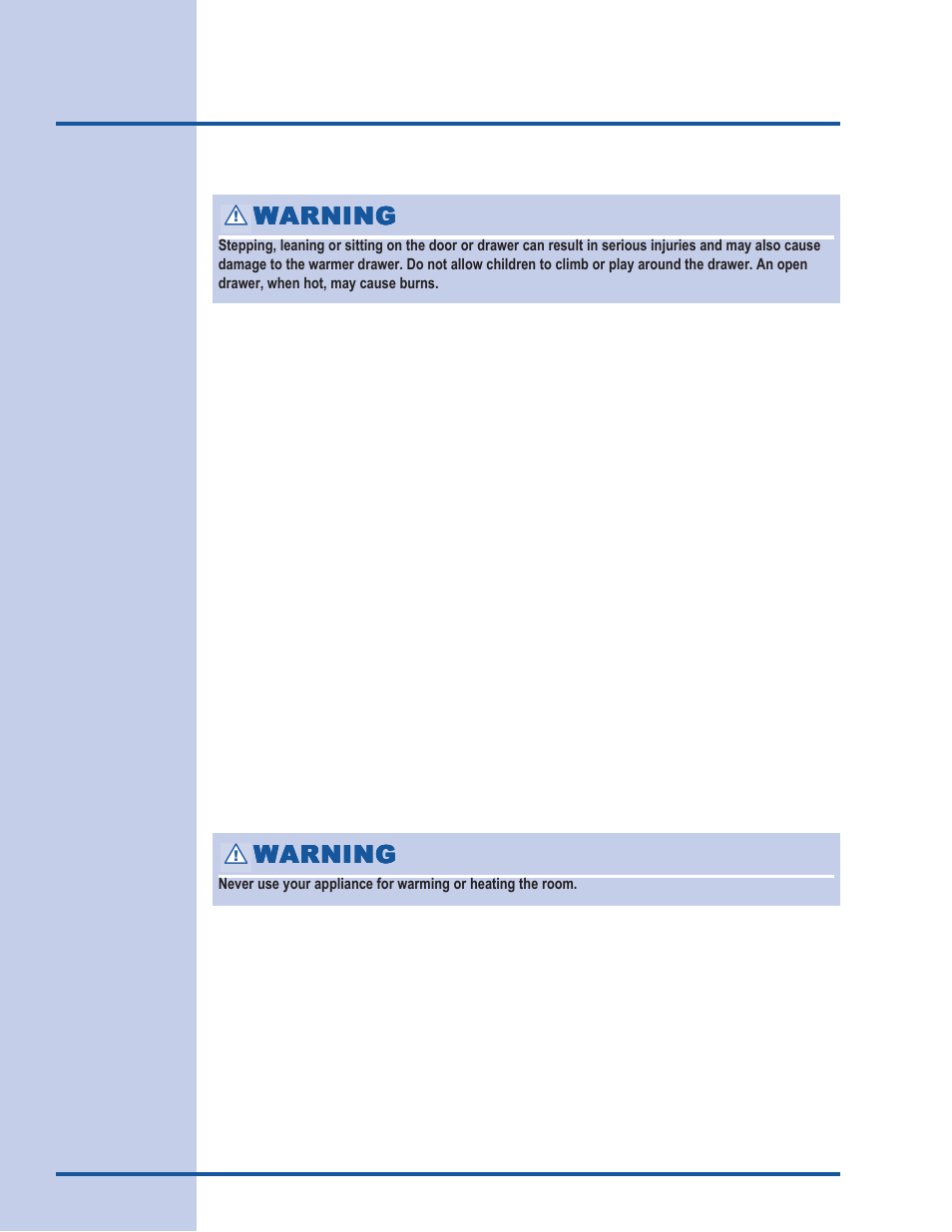 Safety, Warning | Electrolux 318 201 017 User Manual | Page 4 / 12
