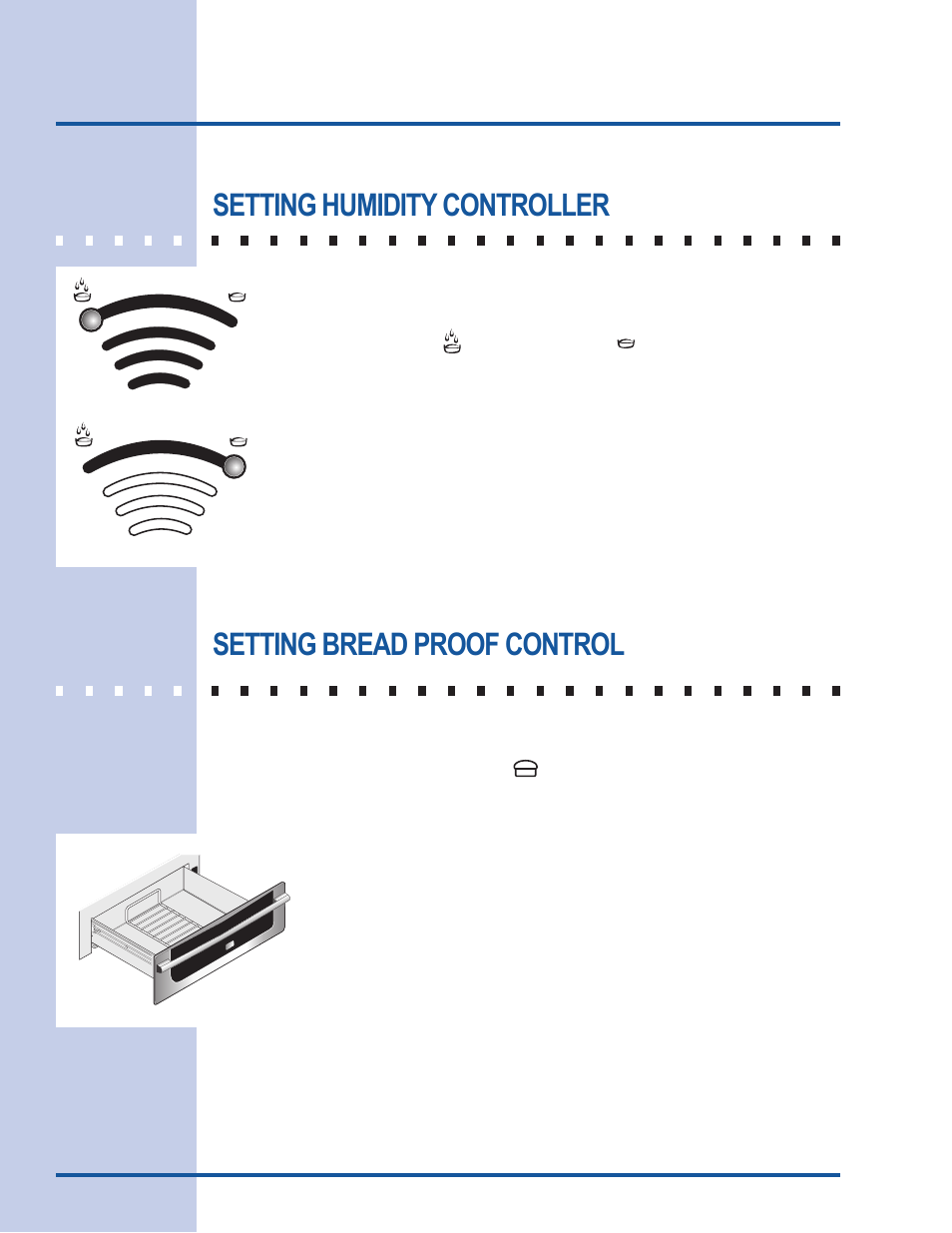 Setting control, Setting humidity controller, Setting bread proof control | Electrolux 318 201 017 User Manual | Page 8 / 12