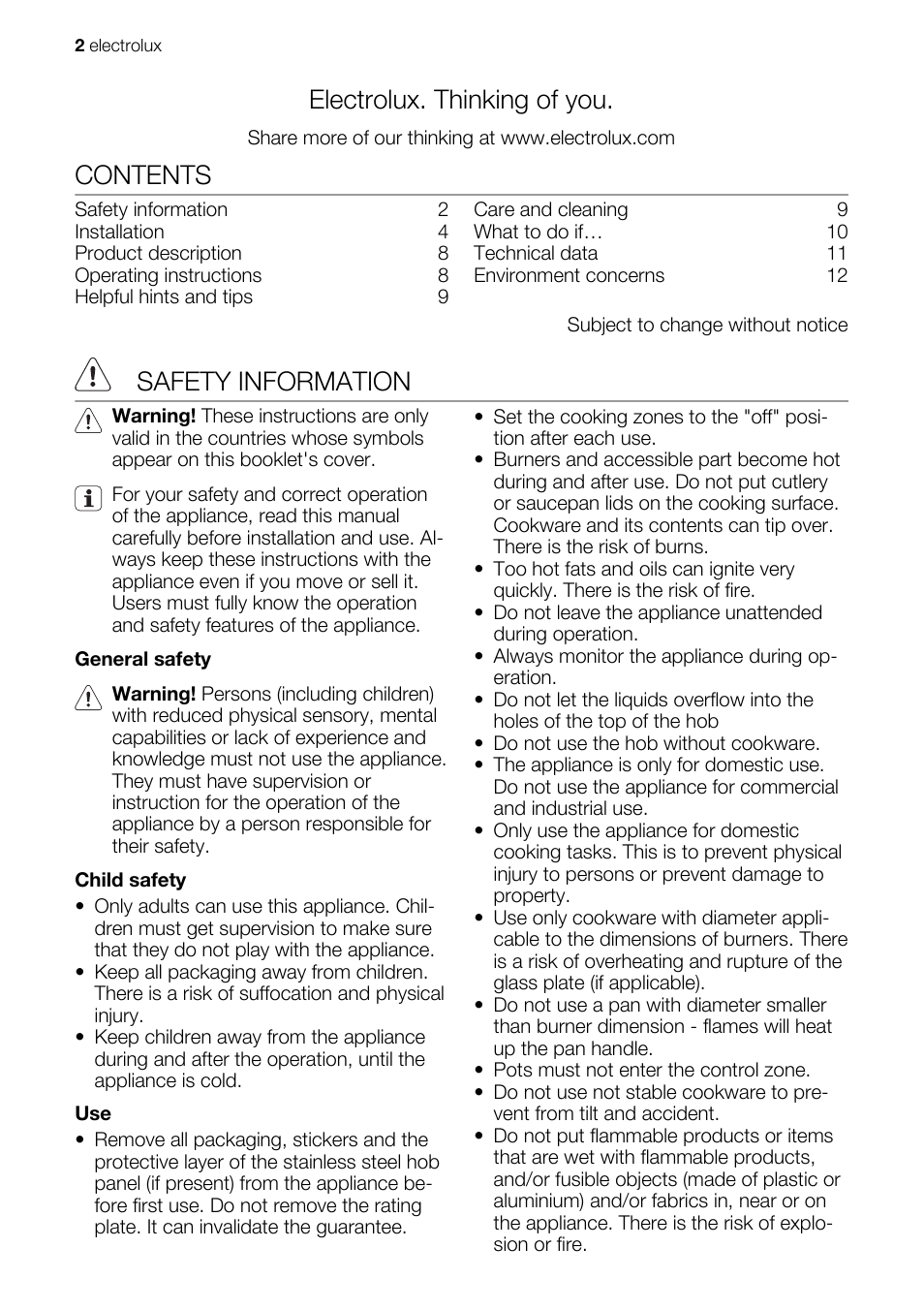 Electrolux EHG60412 User Manual | Page 2 / 16