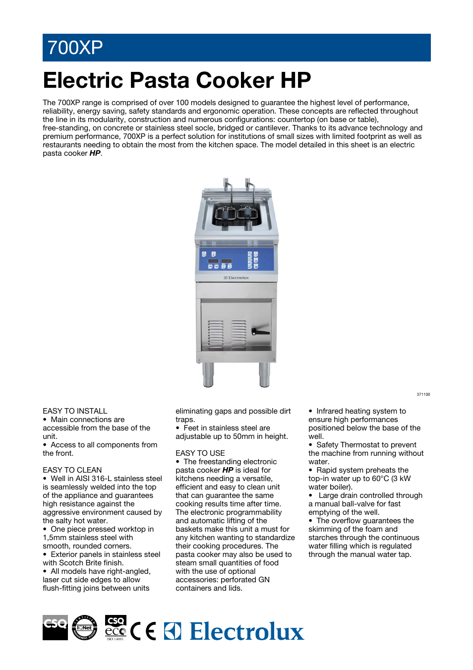 Electrolux 700XP User Manual | 3 pages