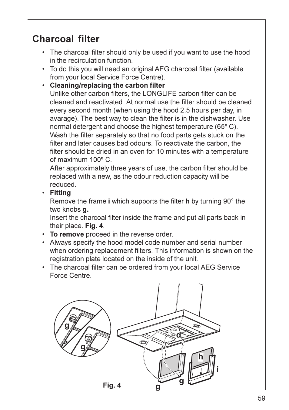 Charcoal filter | Electrolux CHDD 8890 User Manual | Page 9 / 17