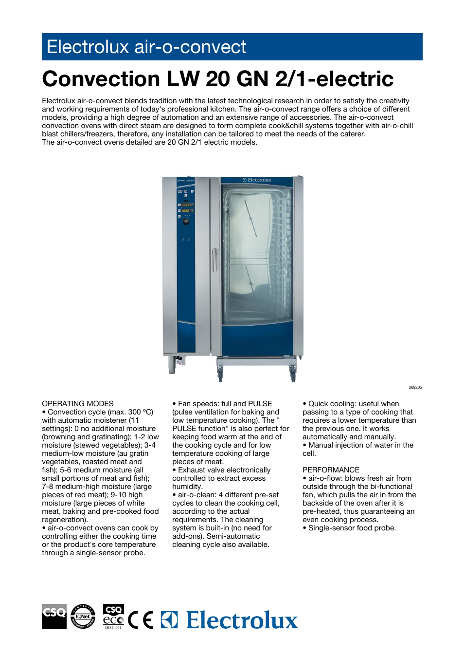 Electrolux Air-O-Convect 269005 User Manual | 4 pages