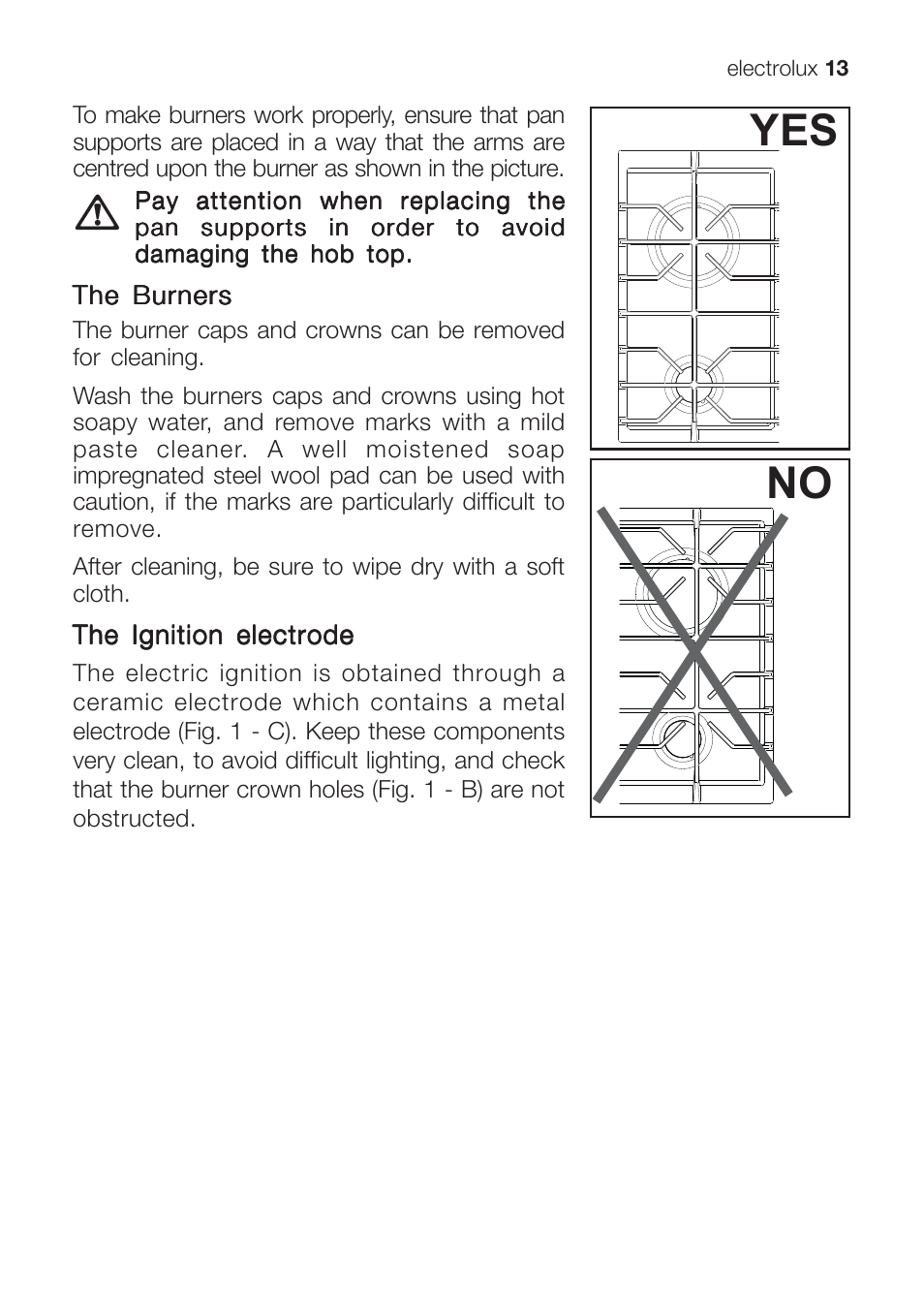 No yes | Electrolux EHG 6402 User Manual | Page 13 / 36