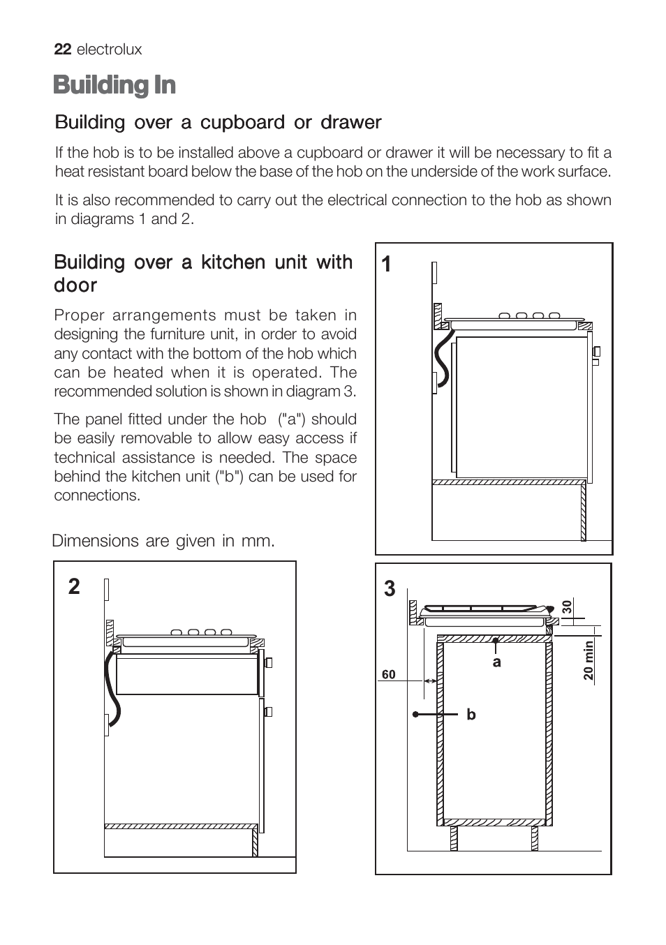 Building in | Electrolux EHG 6402 User Manual | Page 22 / 36