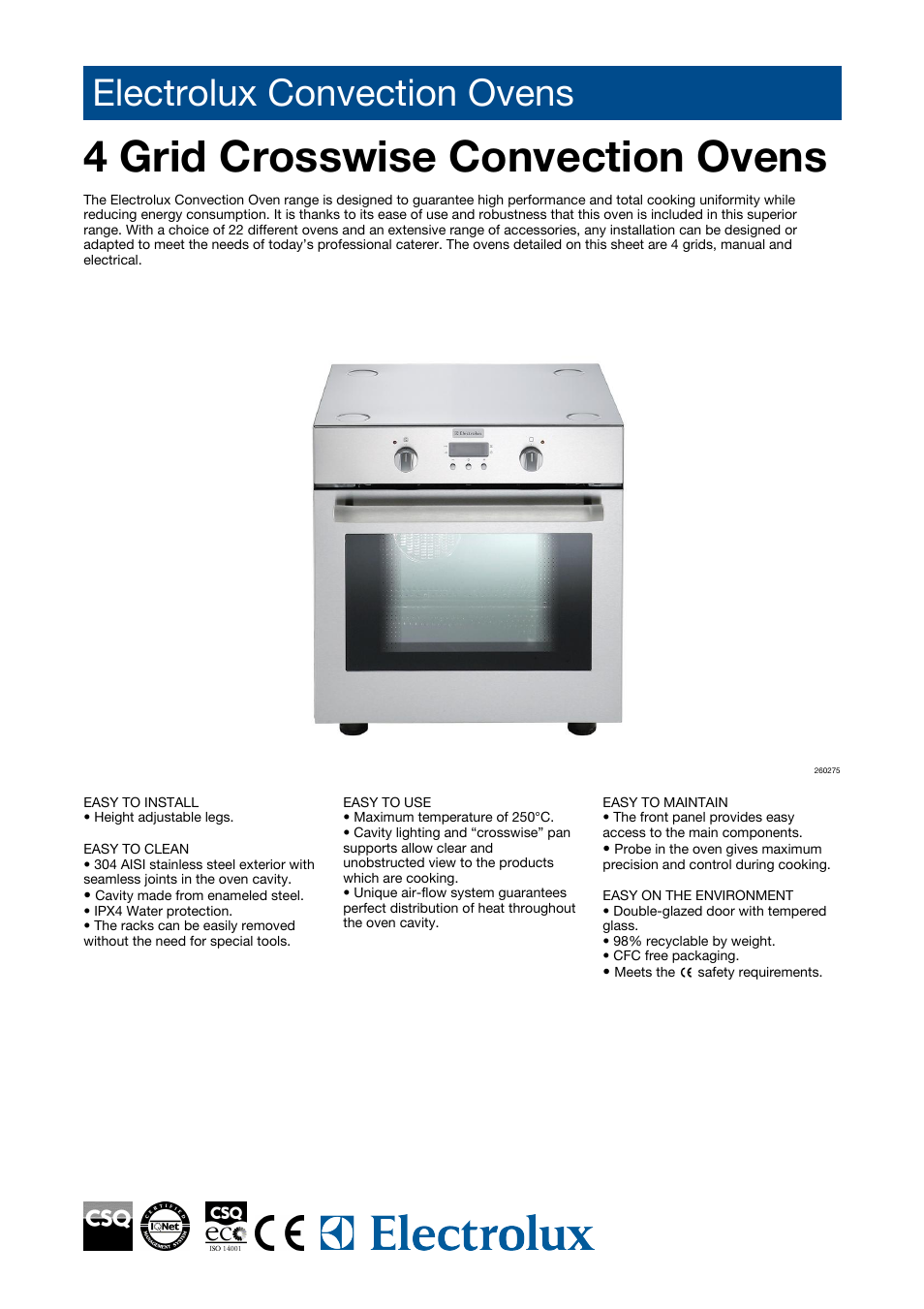 Electrolux Convection Oven User Manual | 2 pages