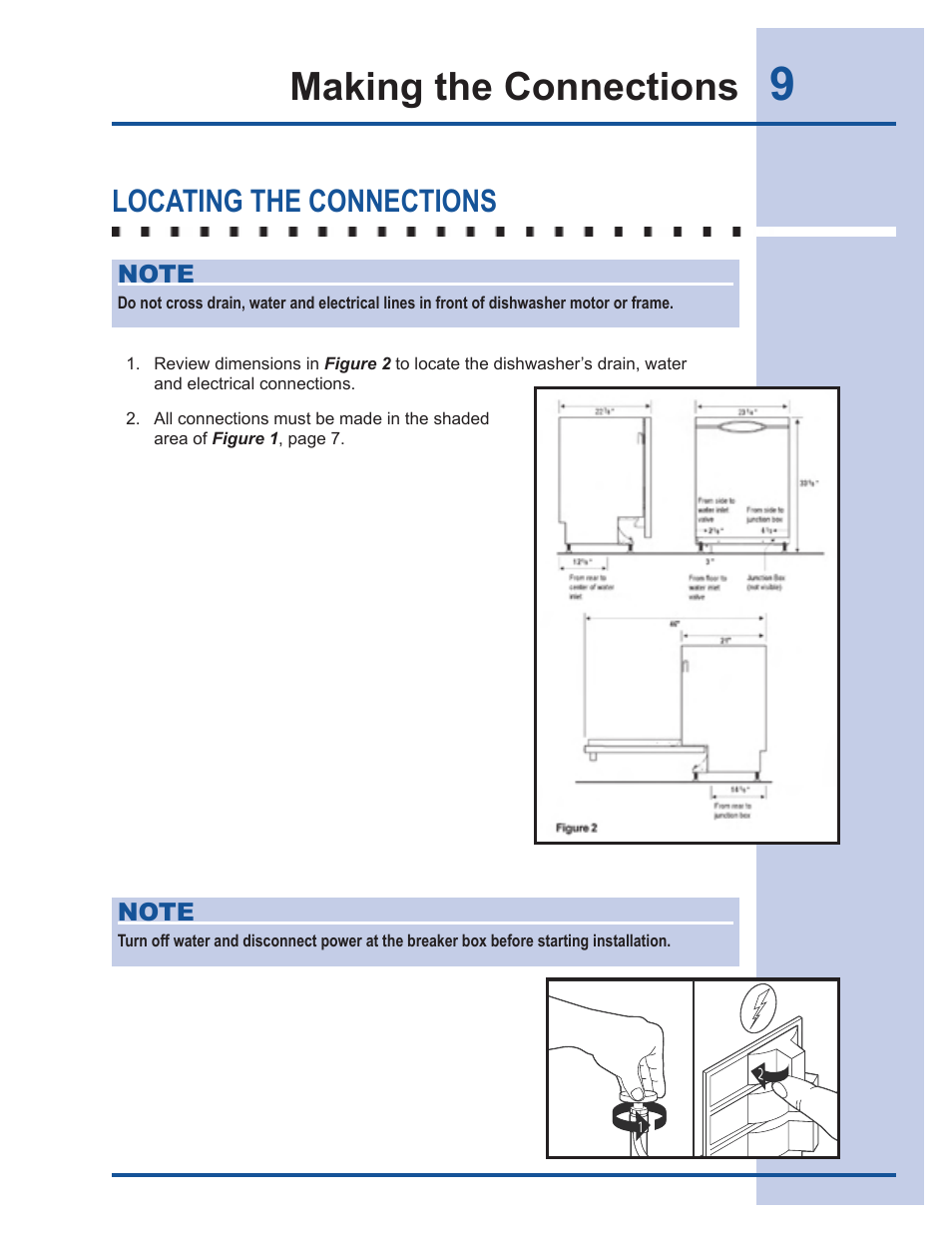 Making the connections, Locating the connections | Electrolux 6919941 User Manual | Page 9 / 29