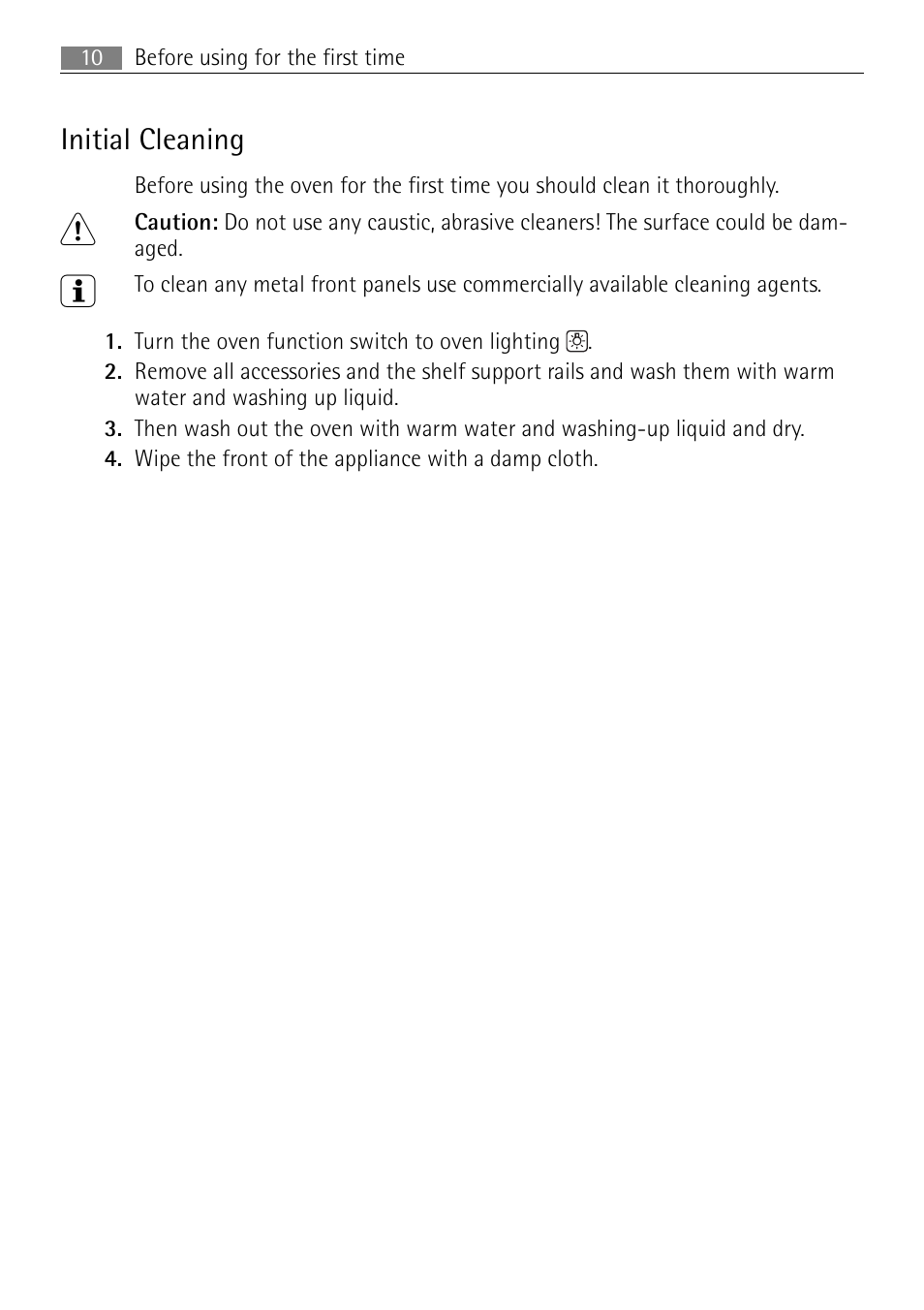 Initial cleaning | Electrolux B2100-5 User Manual | Page 10 / 52