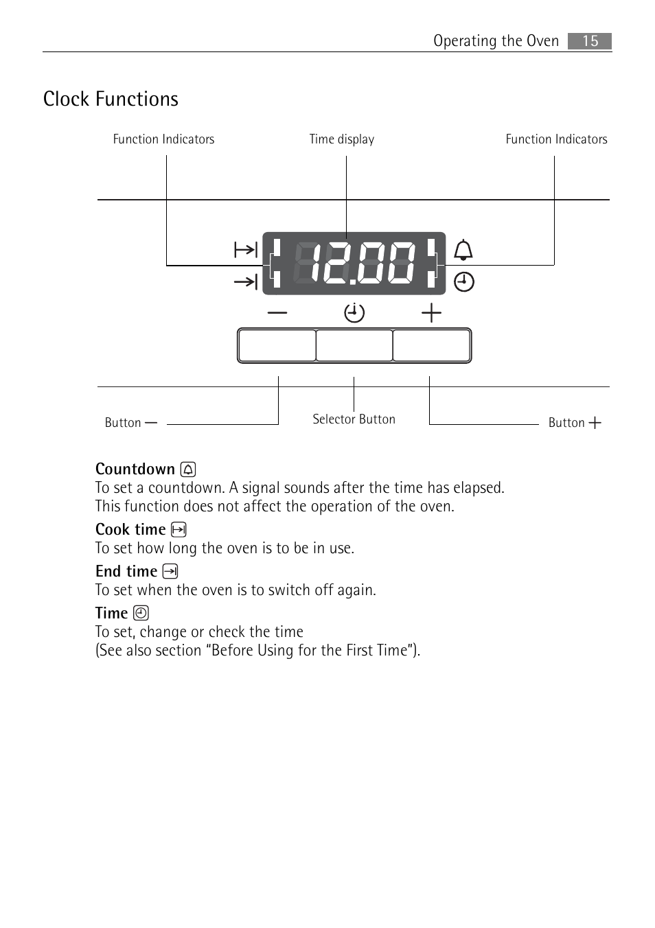 Clock functions | Electrolux B2100-5 User Manual | Page 15 / 52