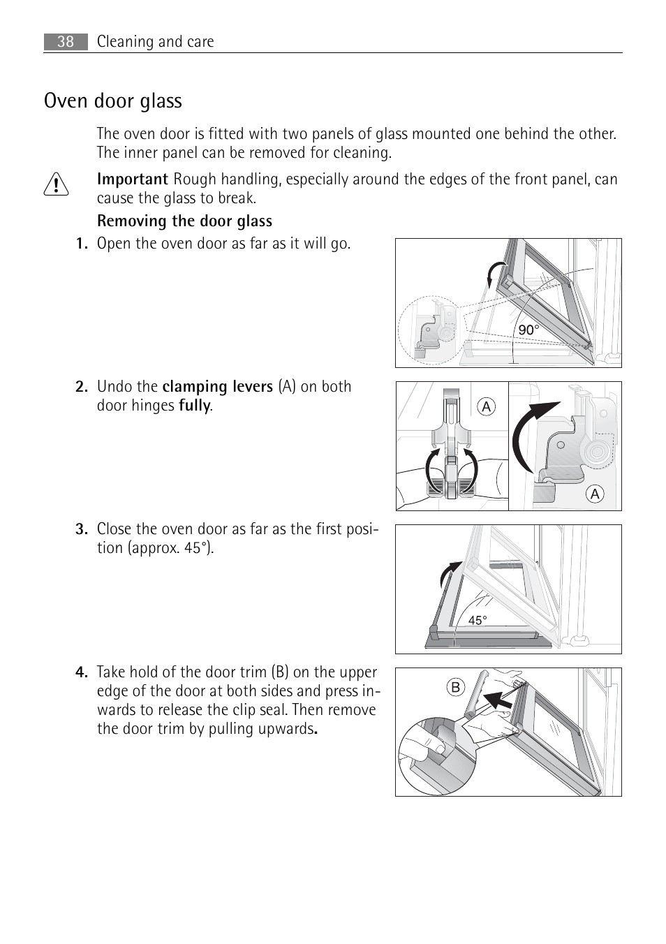 Oven door glass | Electrolux B2100-5 User Manual | Page 38 / 52