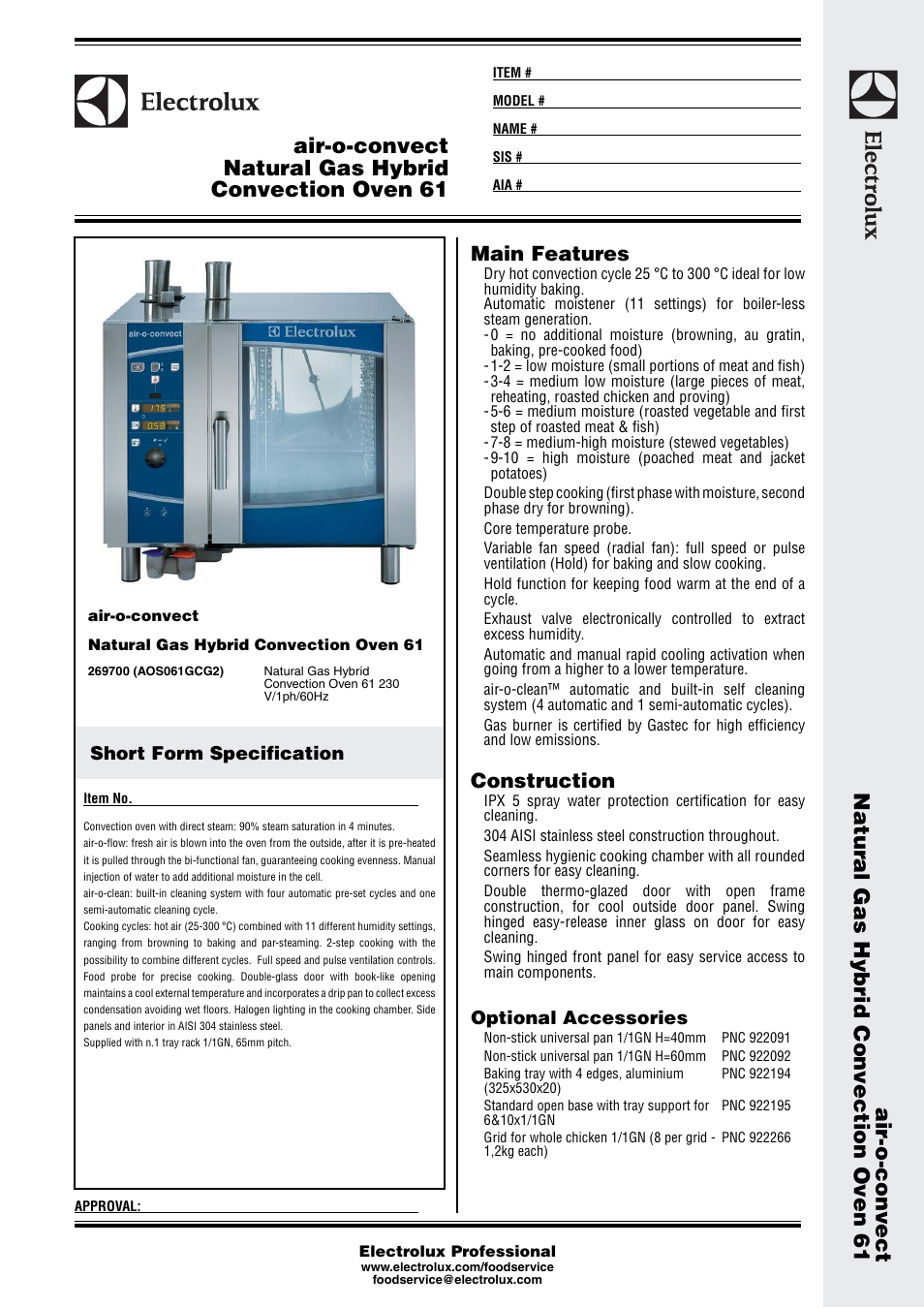 Electrolux Air-o-convect G1 User Manual | 3 pages