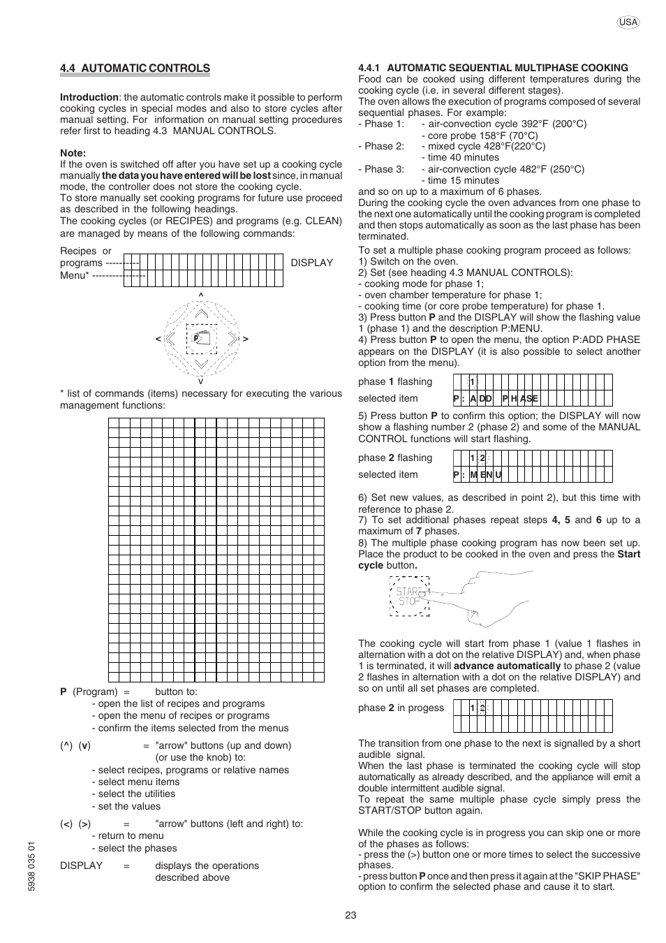 4 automatic controls | Electrolux Air-O-Convect 269091 User Manual | Page 23 / 30
