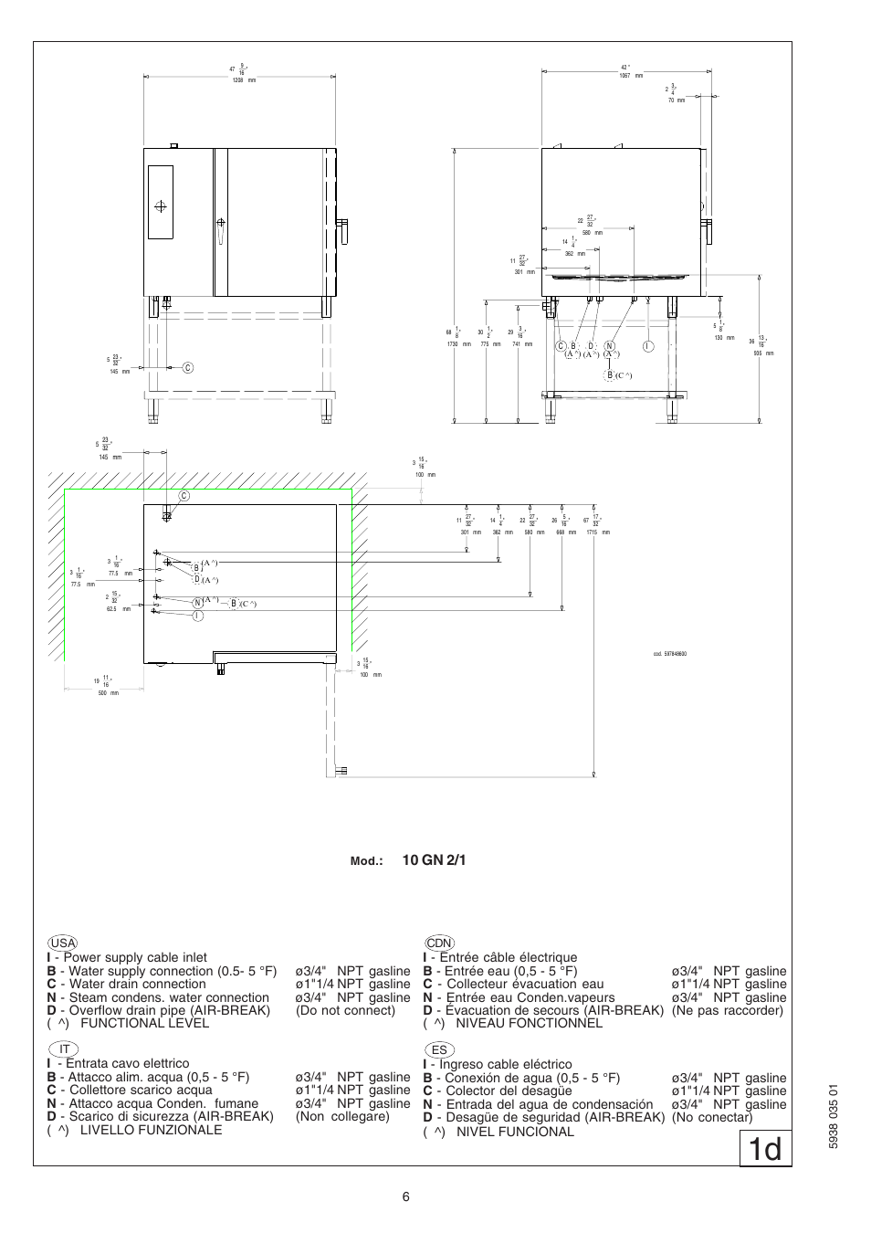 10 gn 2/1 | Electrolux Air-O-Convect 269091 User Manual | Page 6 / 30