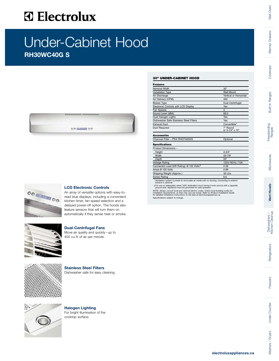 Electrolux RH30WC40GS User Manual | 2 pages