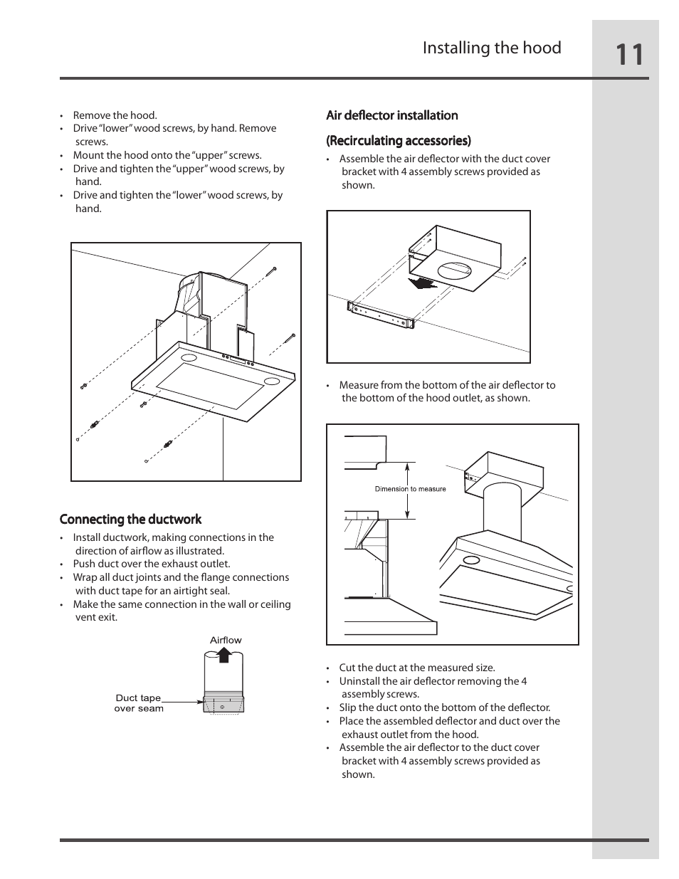 Installing the hood | Electrolux RH30WC55GSB User Manual | Page 11 / 21
