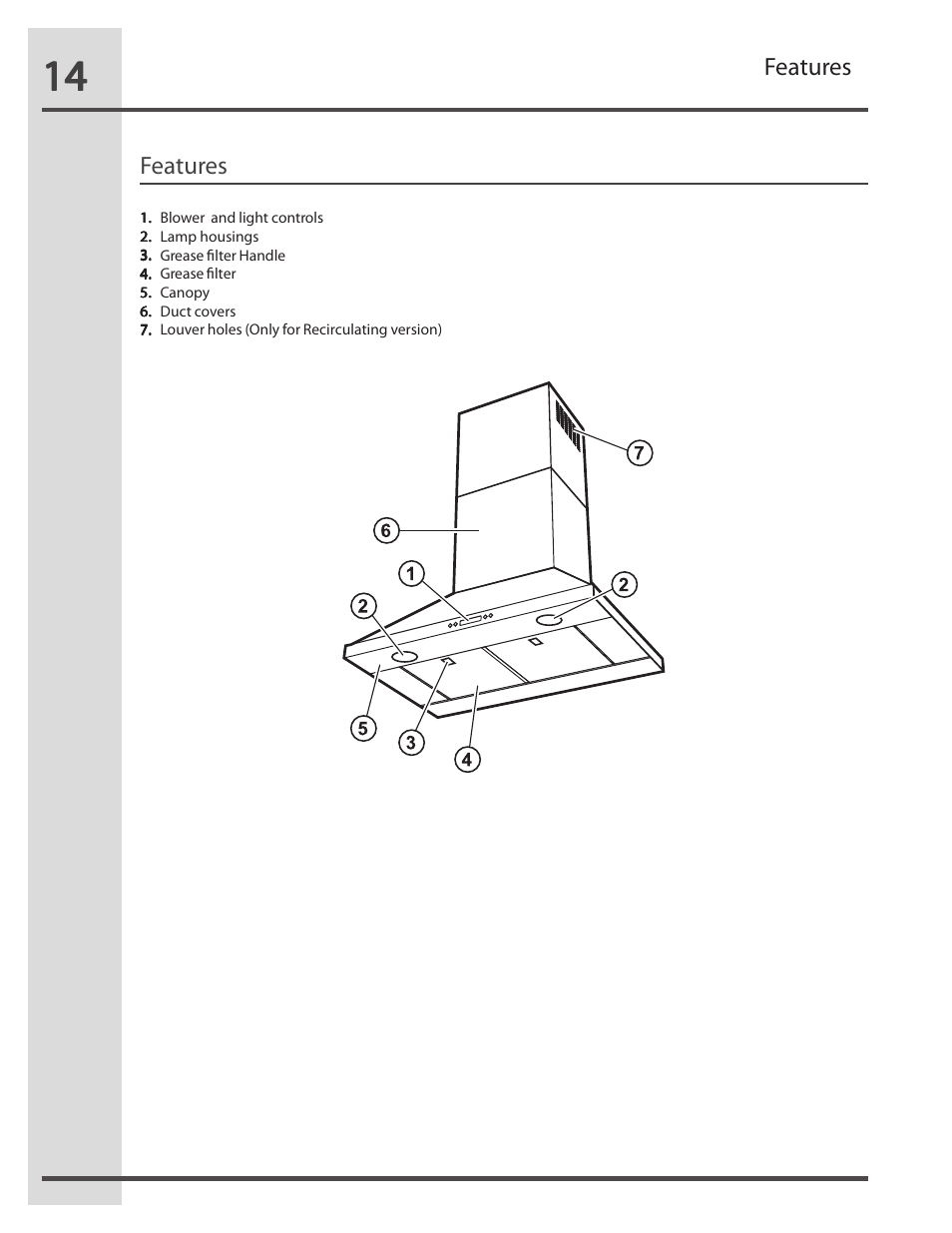 Features | Electrolux RH30WC55GSB User Manual | Page 14 / 21