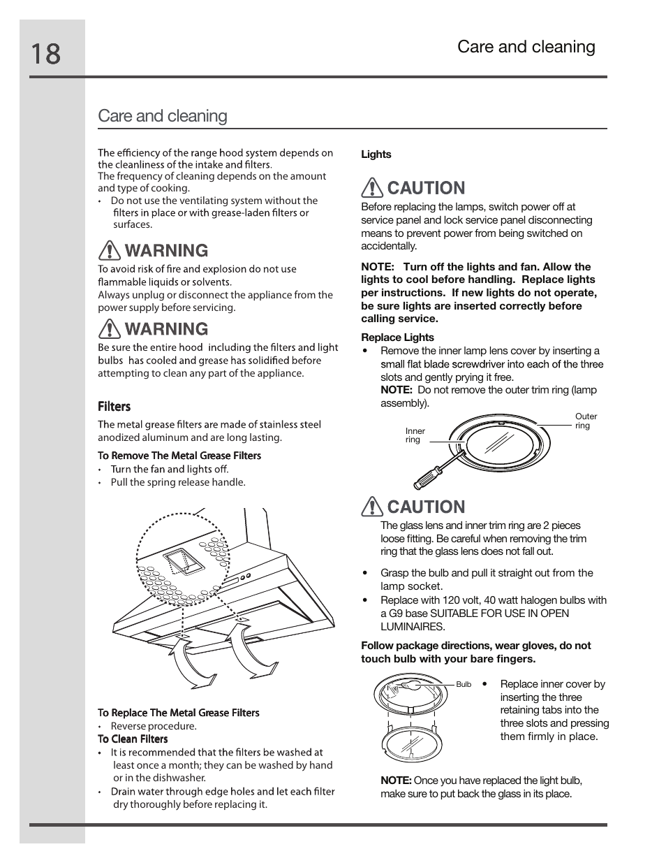 Care and cleaning | Electrolux RH30WC55GSB User Manual | Page 18 / 21