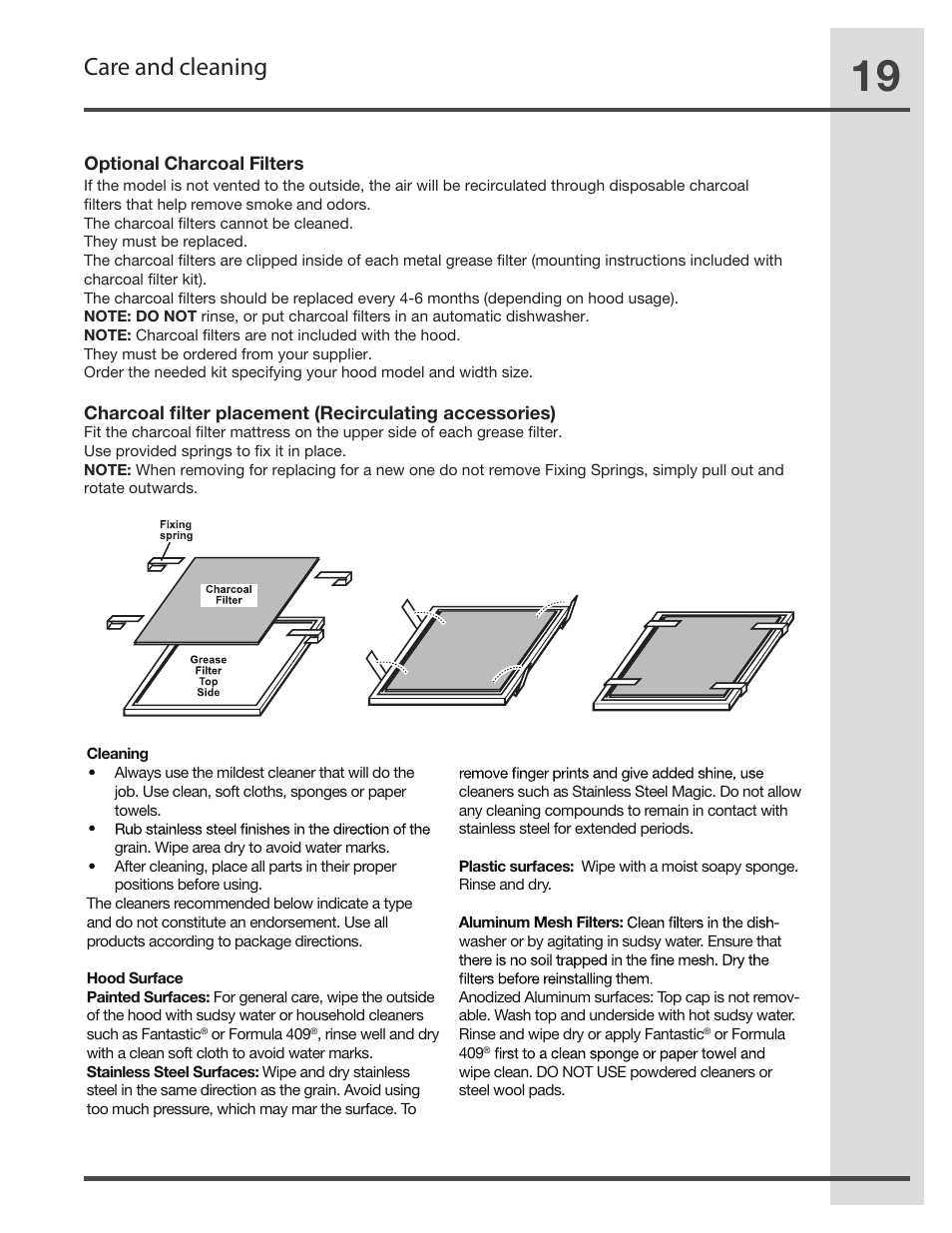 Care and cleaning | Electrolux RH30WC55GSB User Manual | Page 19 / 21