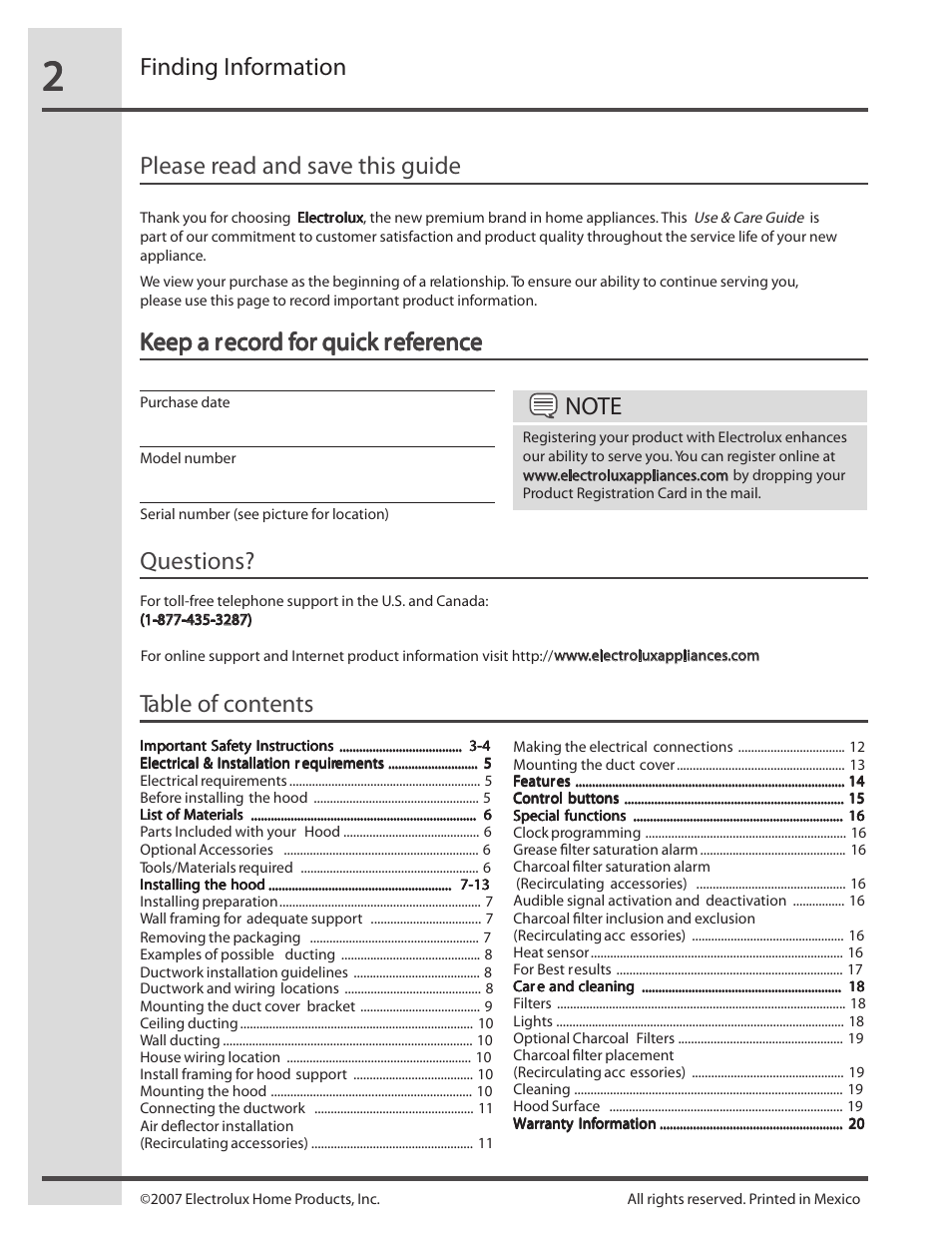 Electrolux RH30WC55GSB User Manual | Page 2 / 21