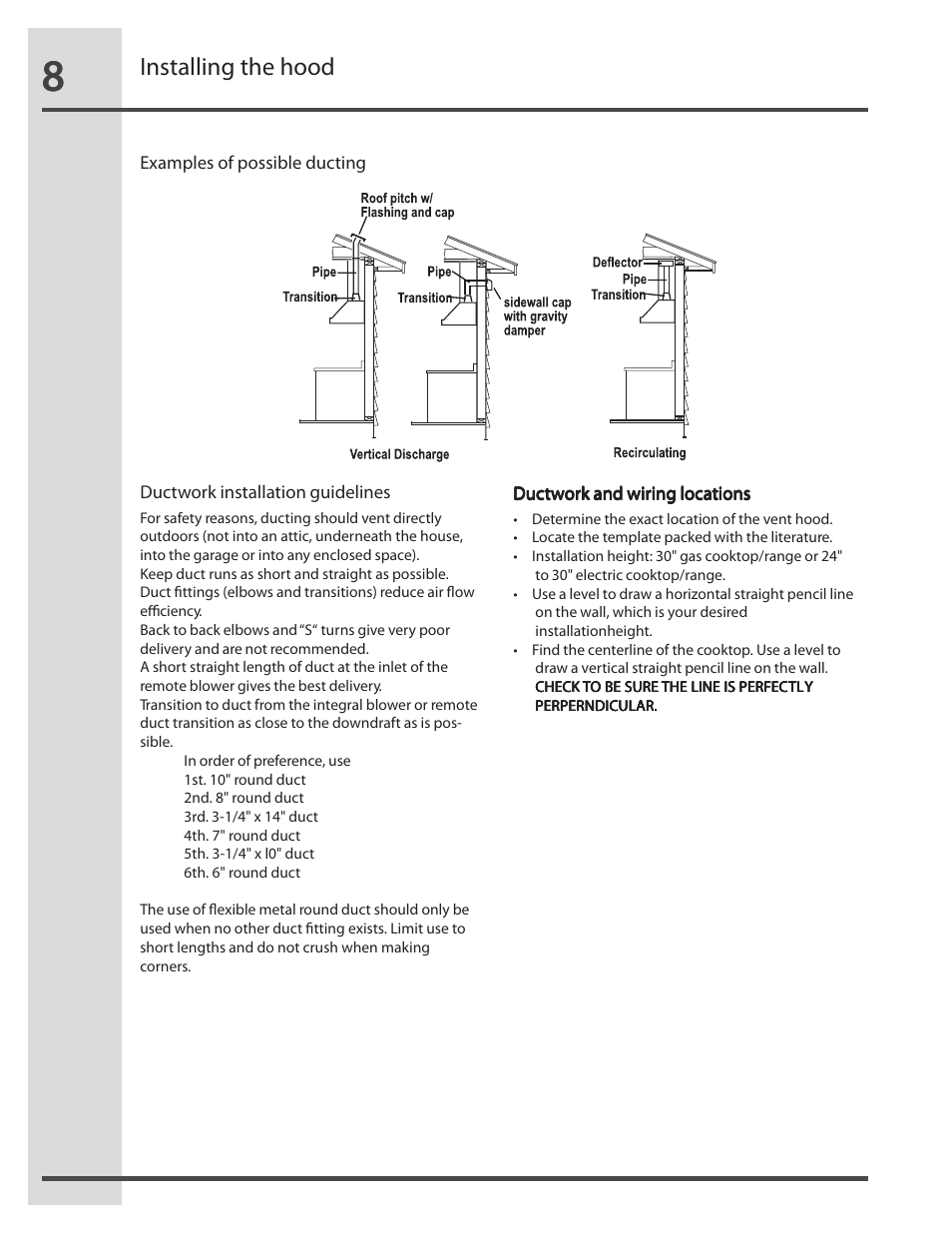 Installing the hood | Electrolux RH30WC55GSB User Manual | Page 8 / 21
