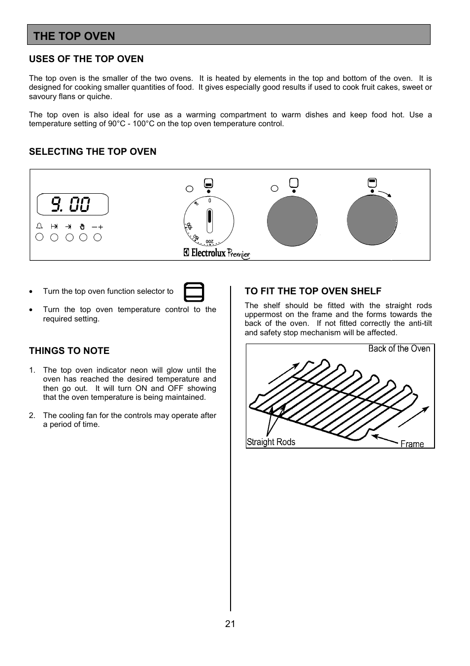 The top oven | Electrolux U20411 EPDOM User Manual | Page 21 / 36