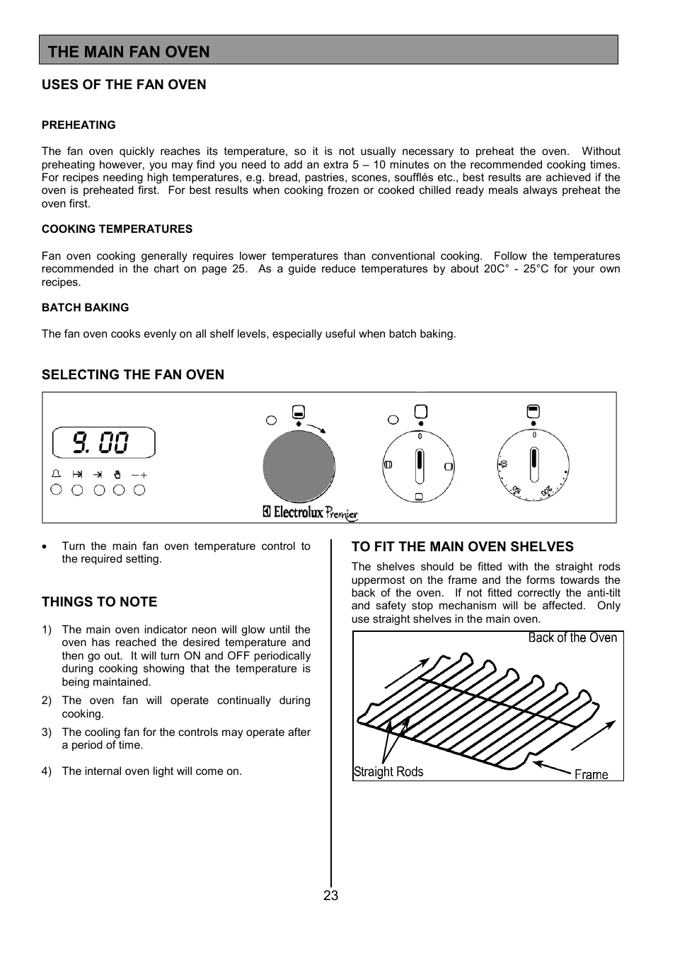 The main fan oven | Electrolux U20411 EPDOM User Manual | Page 23 / 36