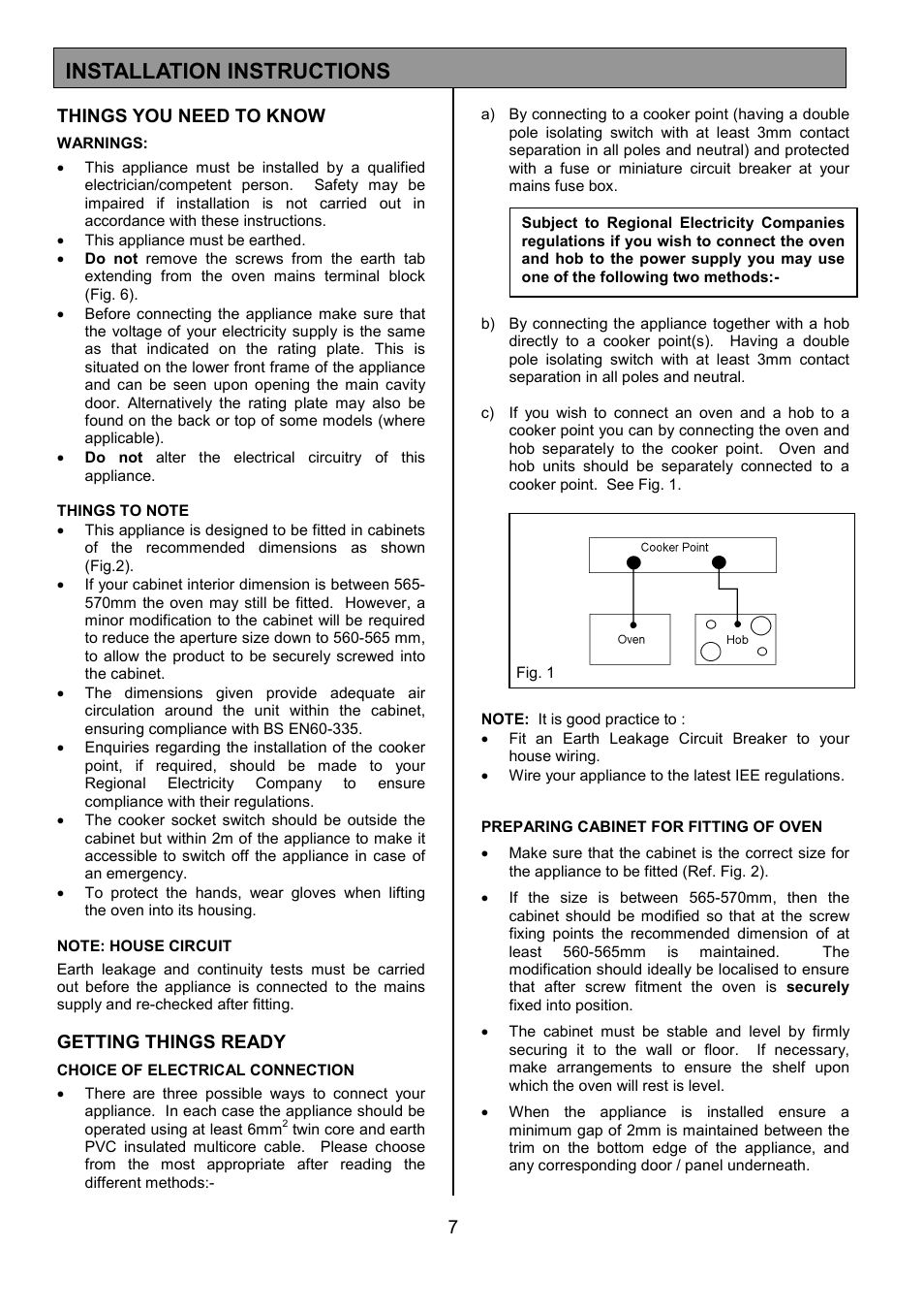 Installation instructions, 7things you need to know, Getting things ready | Electrolux U20411 EPDOM User Manual | Page 7 / 36