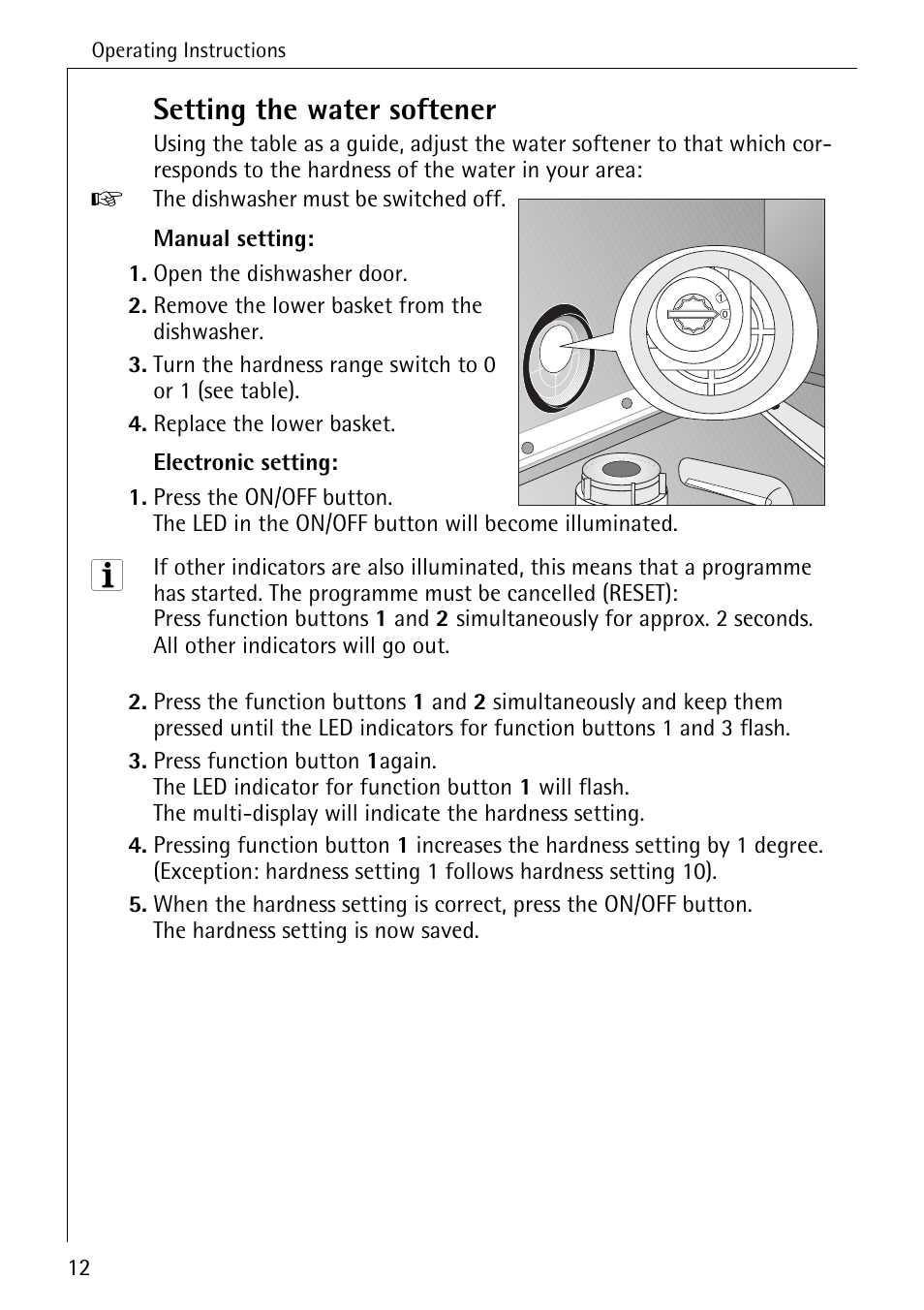 Setting the water softener | Electrolux 60830 User Manual | Page 12 / 52