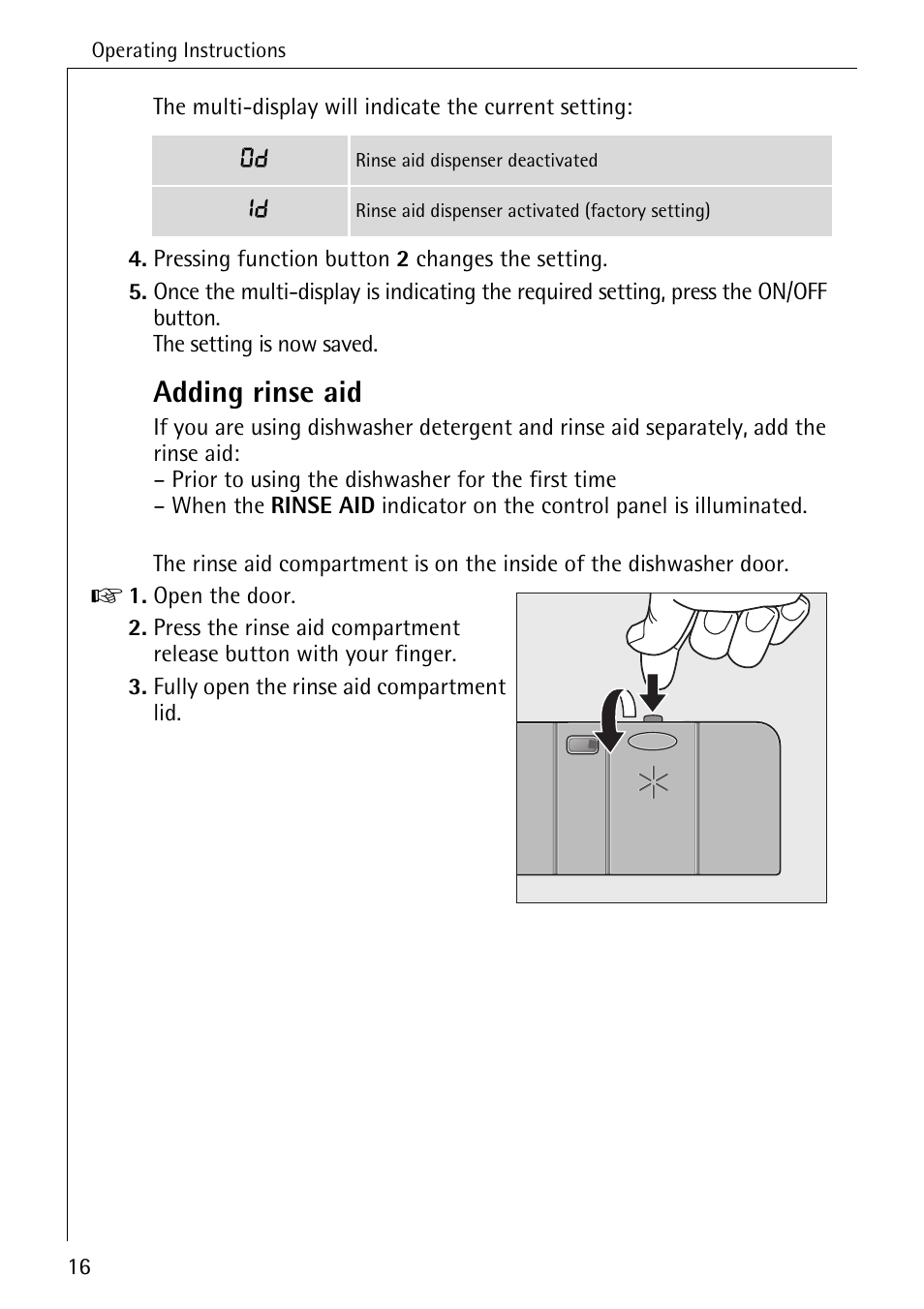 Adding rinse aid | Electrolux 60830 User Manual | Page 16 / 52