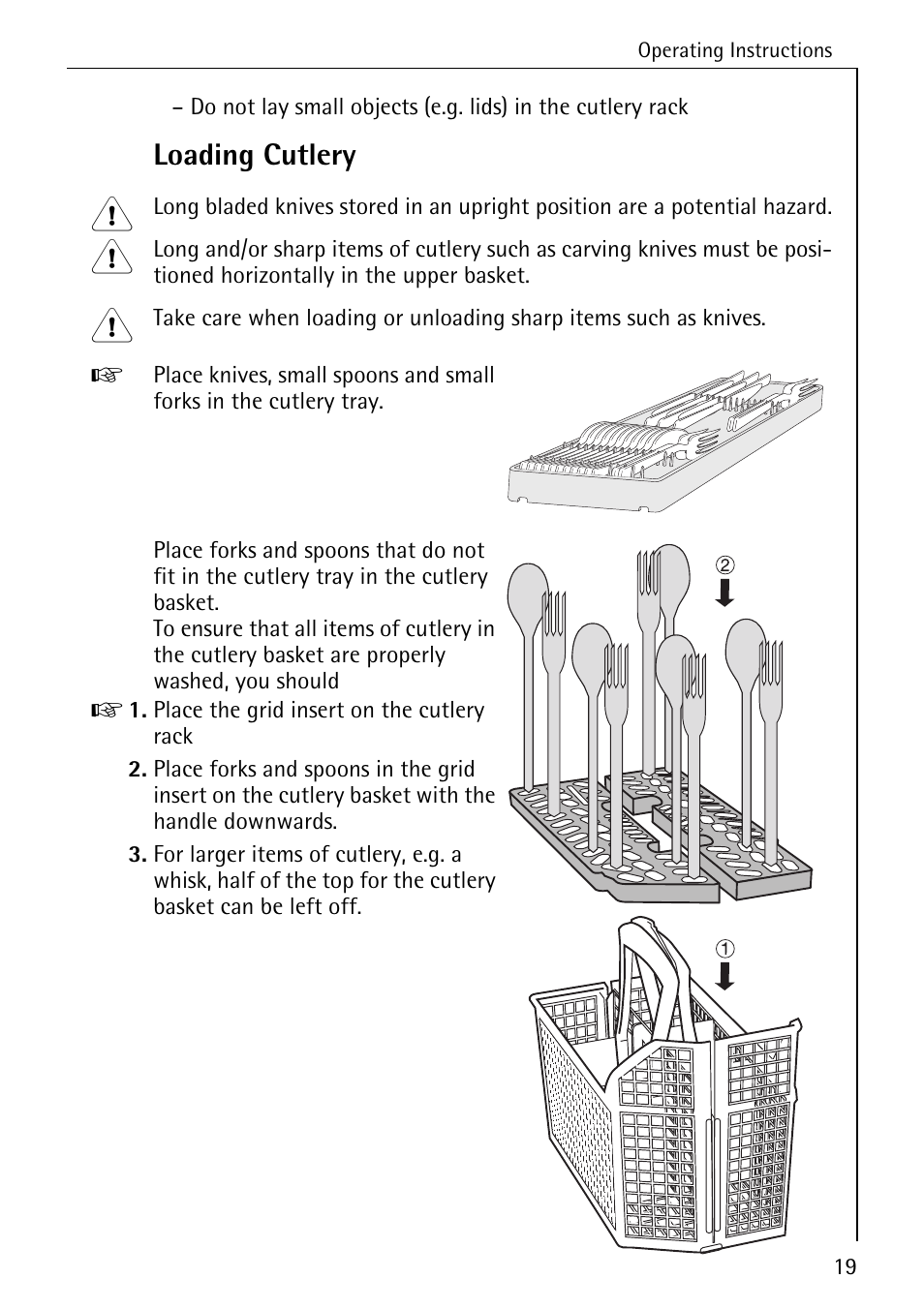 Loading cutlery | Electrolux 60830 User Manual | Page 19 / 52