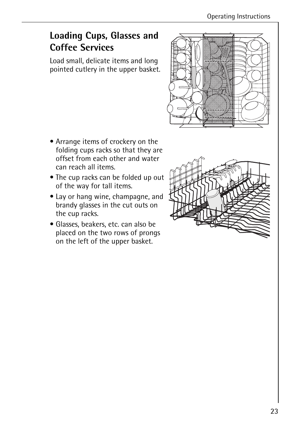 Loading cups, glasses and coffee services | Electrolux 60830 User Manual | Page 23 / 52