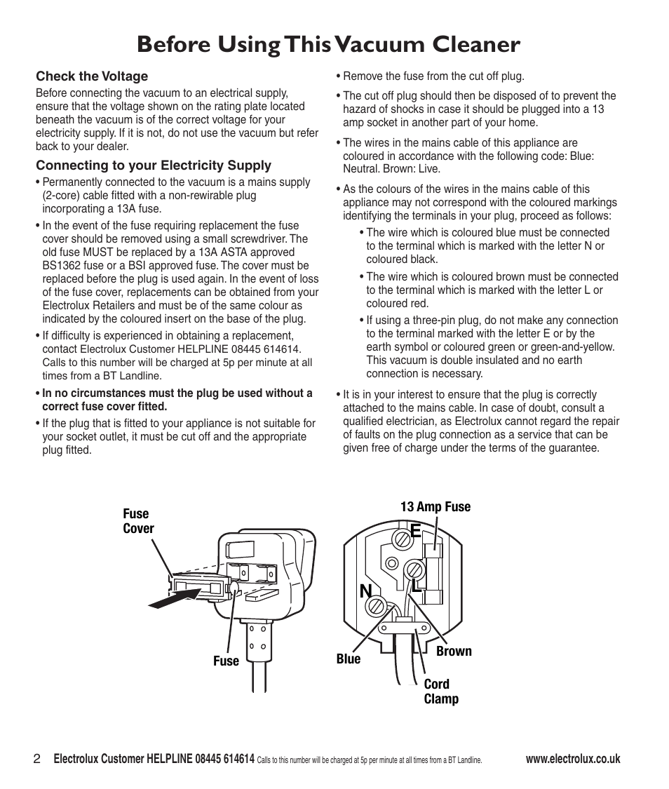 Before using this vacuum cleaner | Electrolux Z3040 Series User Manual | Page 4 / 12