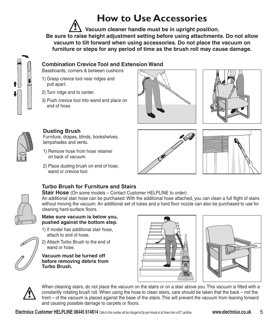 How to use accessories | Electrolux Z3040 Series User Manual | Page 7 / 12
