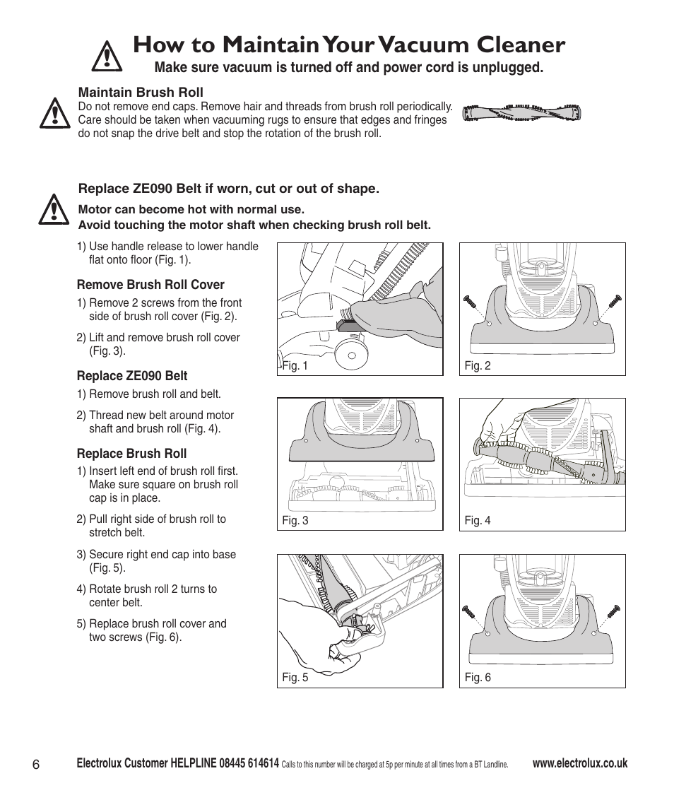 How to maintain your vacuum cleaner | Electrolux Z3040 Series User Manual | Page 8 / 12