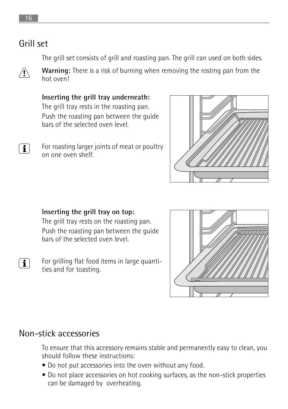 Grill set, Non-stick accessories | Electrolux B3101-5 User Manual | Page 16 / 56