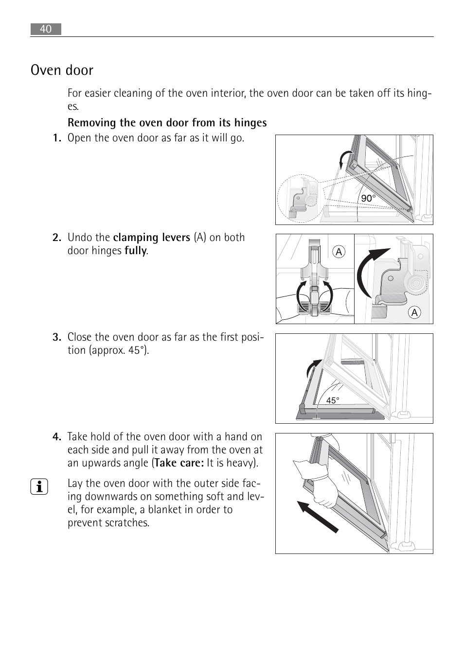 Oven door | Electrolux B3101-5 User Manual | Page 40 / 56