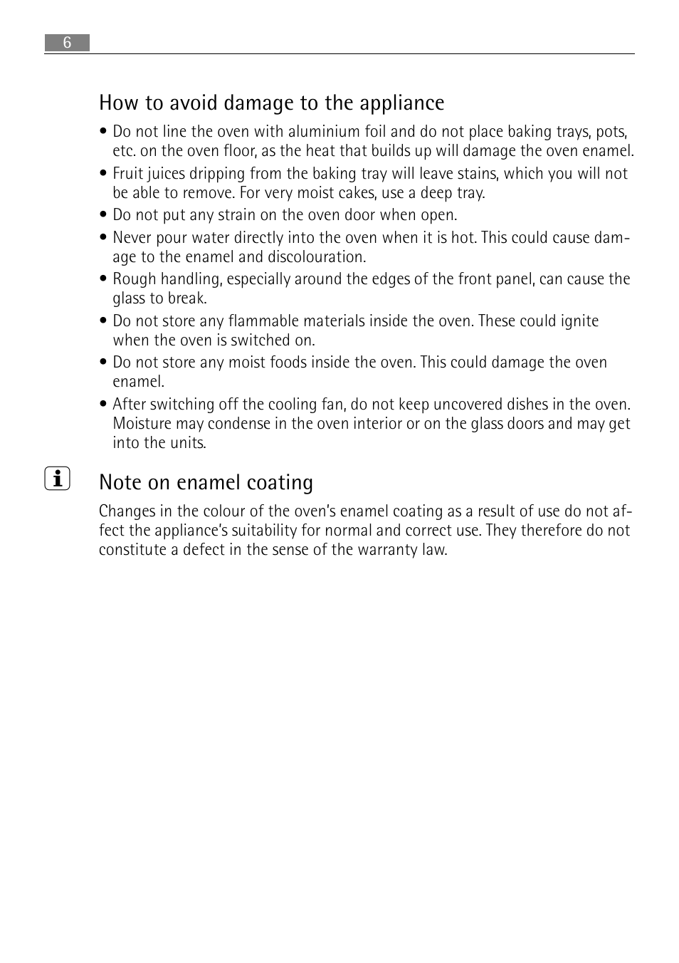 How to avoid damage to the appliance | Electrolux B3101-5 User Manual | Page 6 / 56