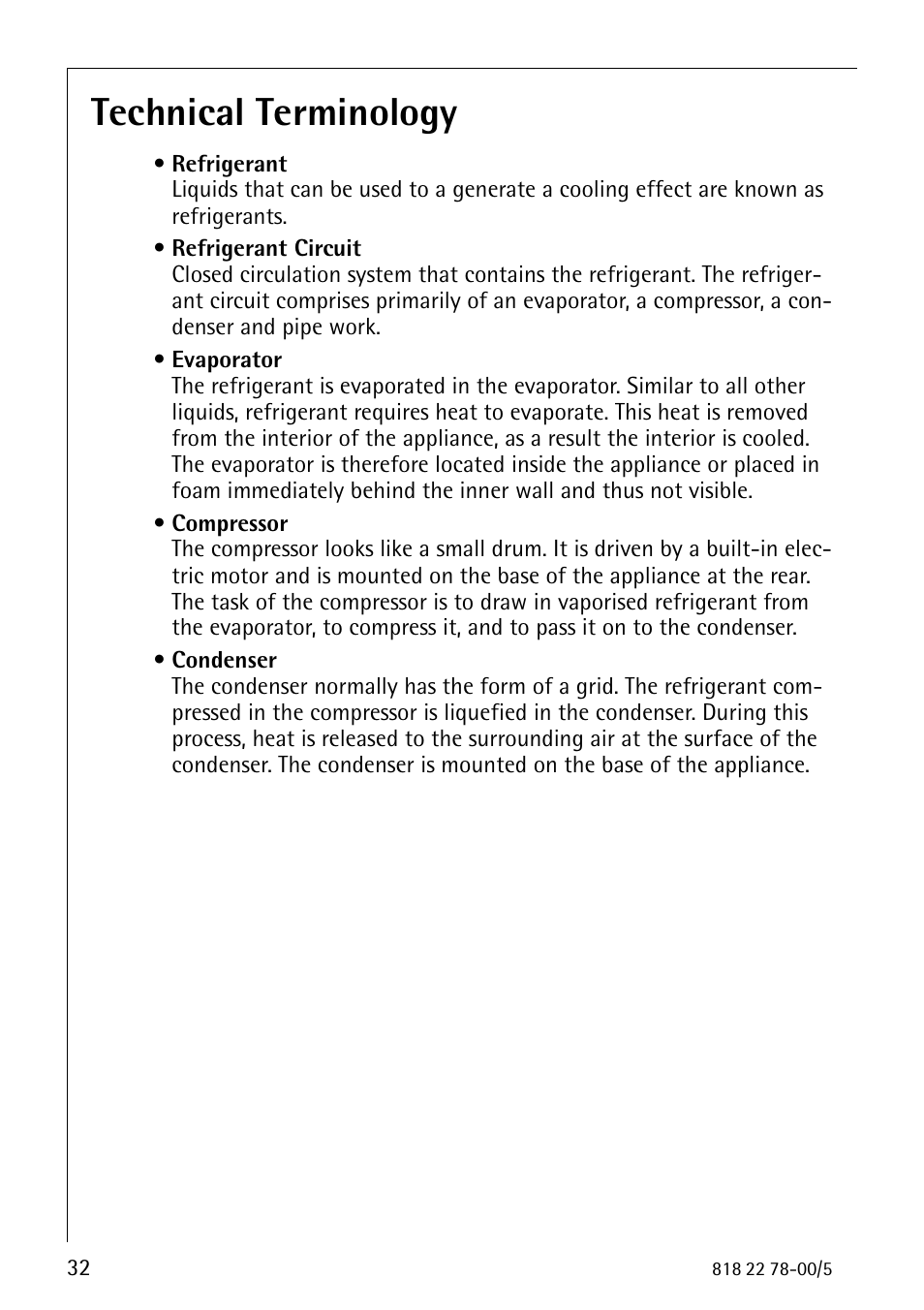 Technical terminology | Electrolux 70310 GS User Manual | Page 32 / 36