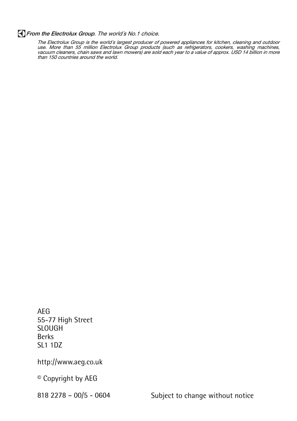 Electrolux 70310 GS User Manual | Page 36 / 36
