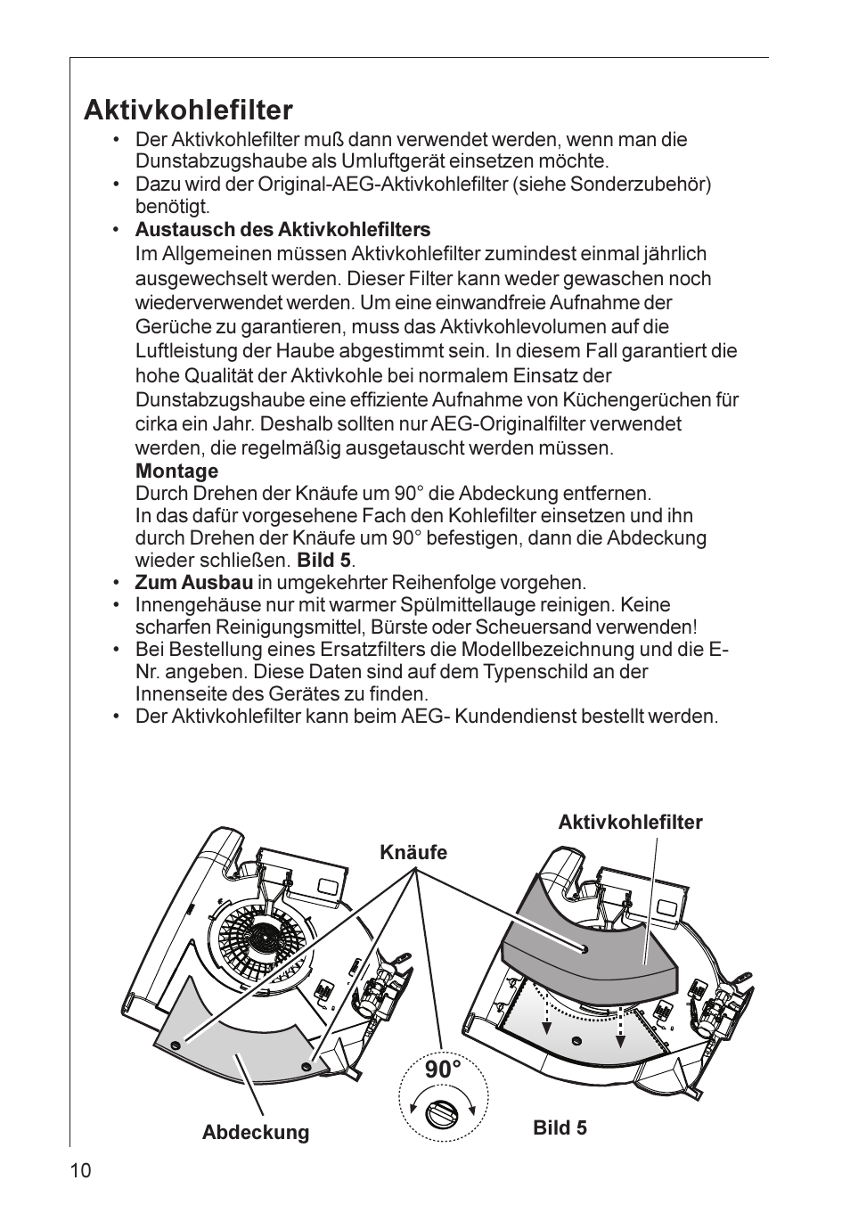 Aktivkohlefilter | Electrolux HU 3360 User Manual | Page 10 / 64