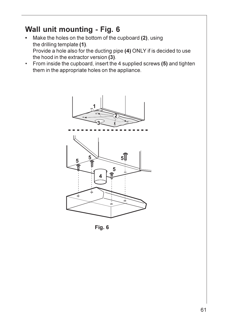 Wall unit mounting - fig. 6 | Electrolux HU 3360 User Manual | Page 61 / 64