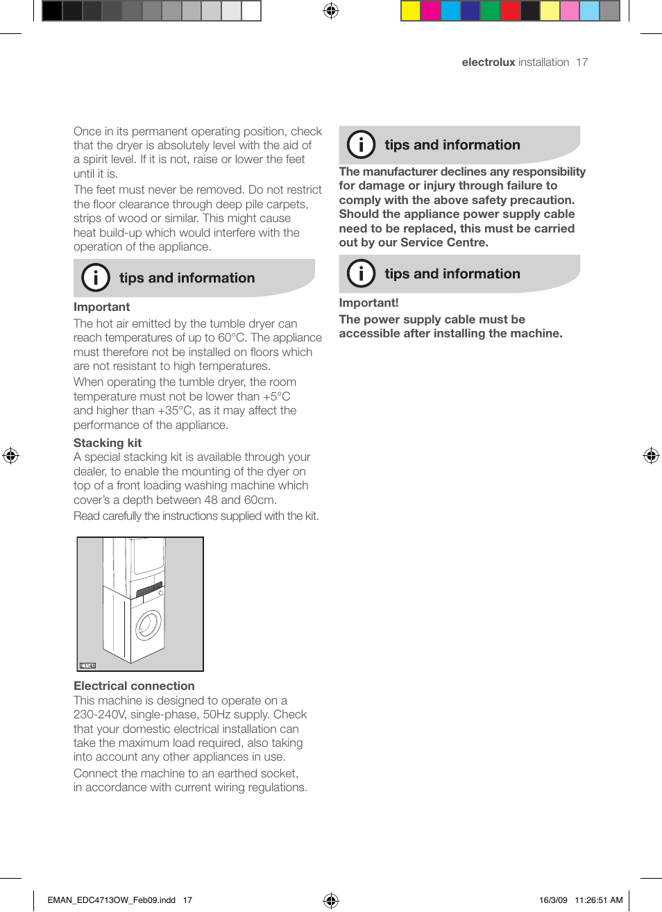 Electrolux EDC47130W User Manual | Page 17 / 20