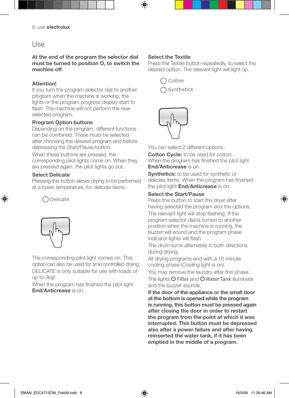 Electrolux EDC47130W User Manual | Page 8 / 20