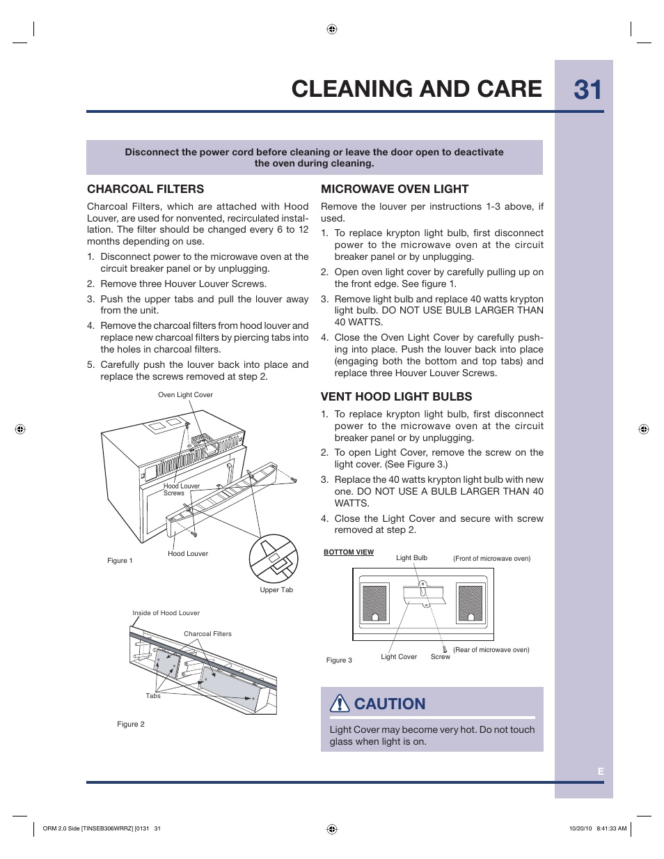 Cleaning and care, Caution | Electrolux 316902458 User Manual | Page 31 / 36