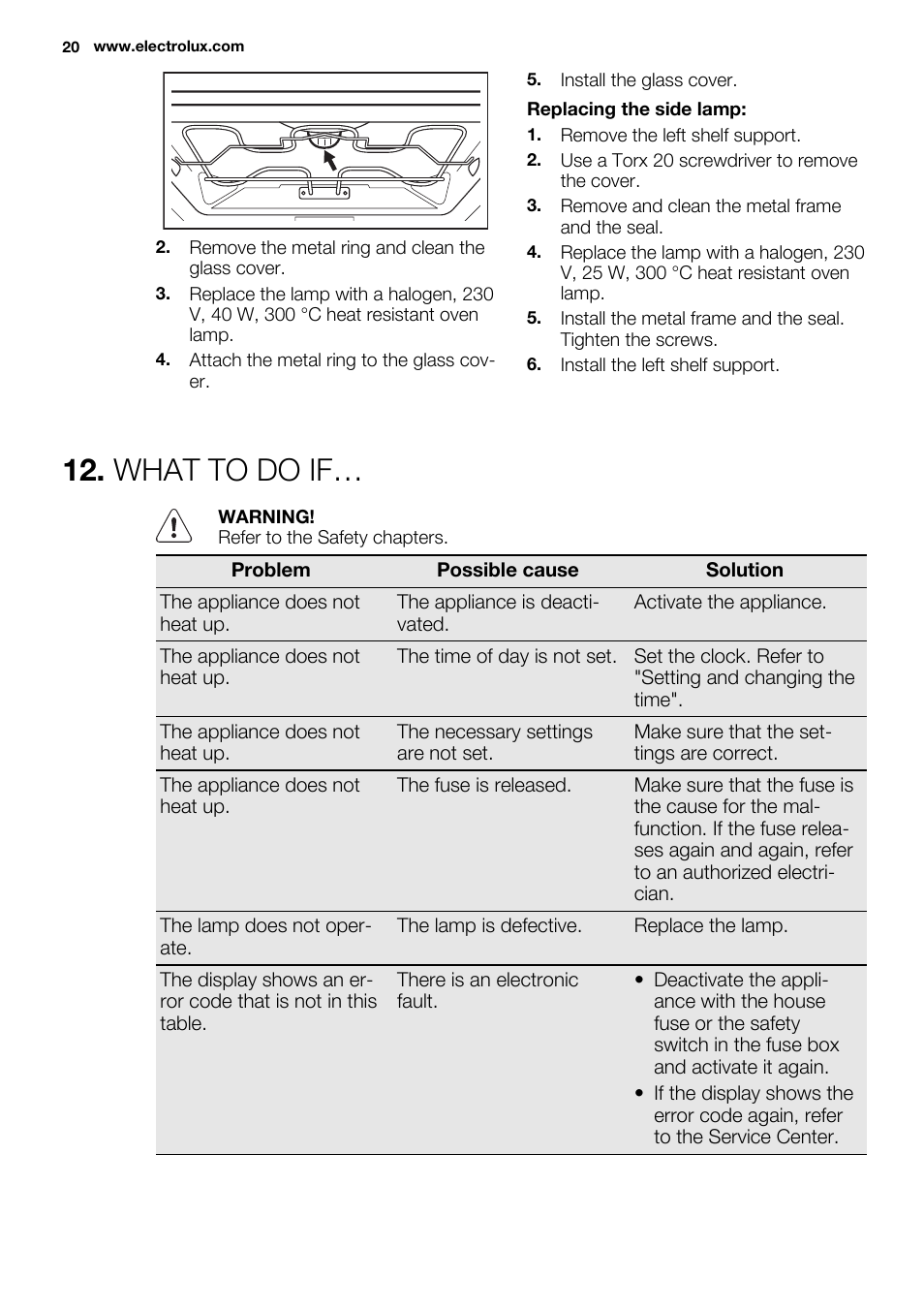What to do if | Electrolux EBGL70 User Manual | Page 20 / 28