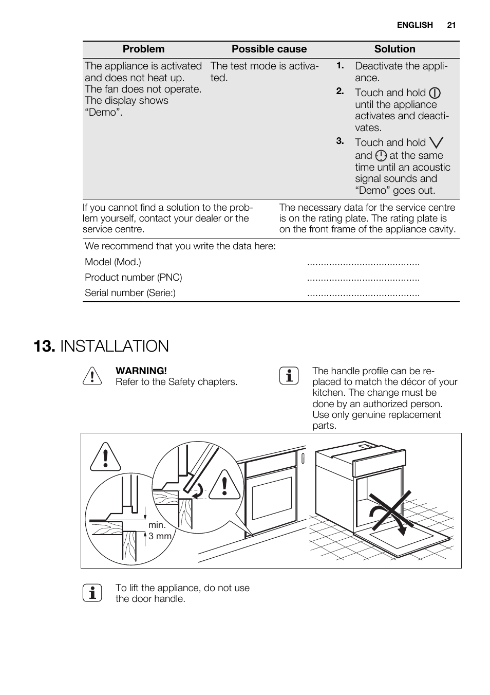 Installation | Electrolux EBGL70 User Manual | Page 21 / 28